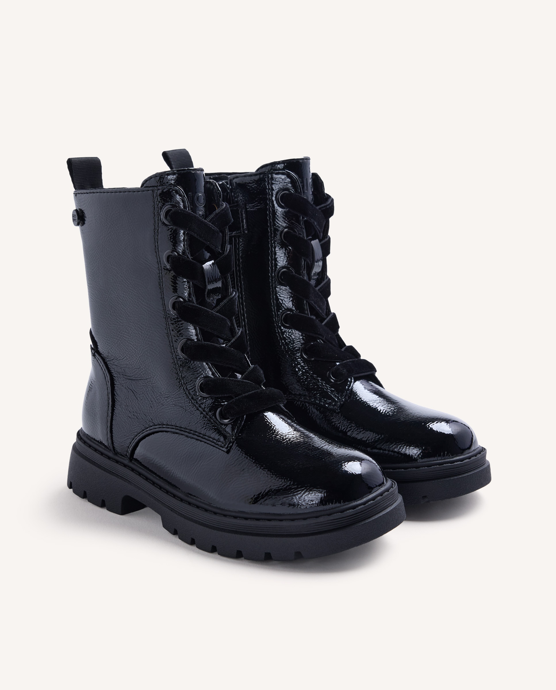 Botas Infantil Efeito Verniz com Fecho Zip Preto brilhante-2