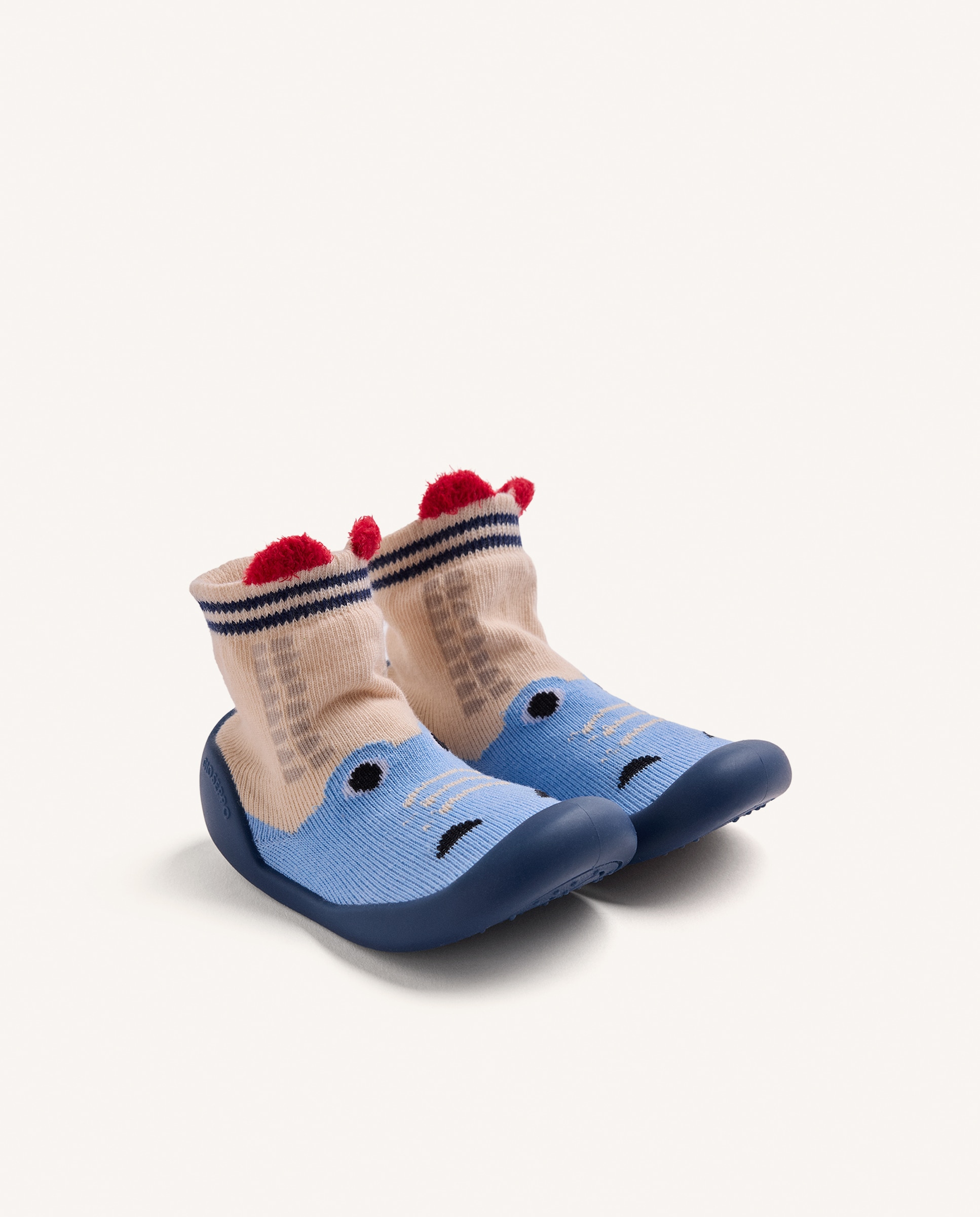 Pantufas Fechadas para Bebé Tipo Meias com Carinha de Animal Marinho-2