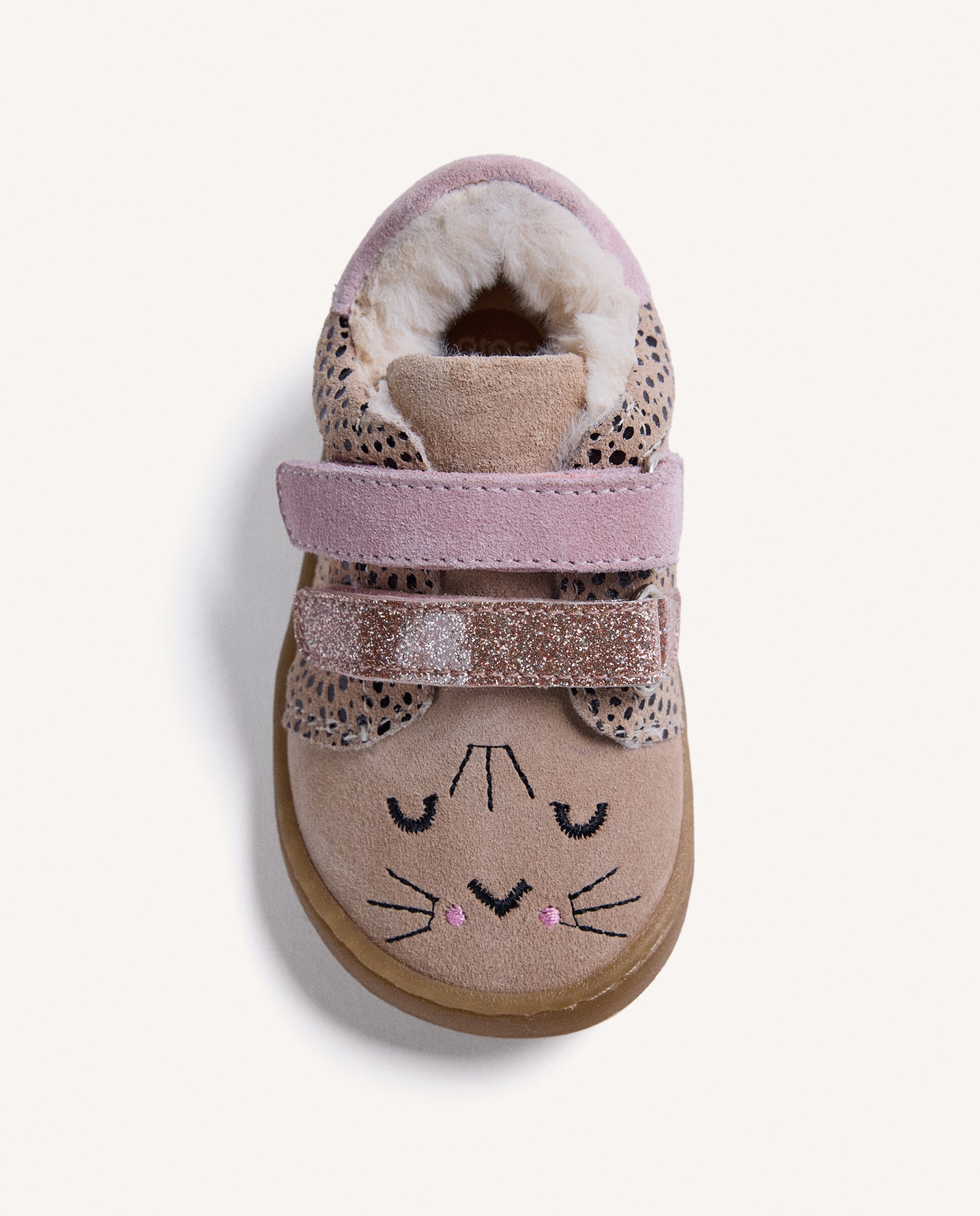 Sapatilhas Desportivas para Bebé de Pele com Detalhes Brilhantes e Bordado Barefoot Estampado-3