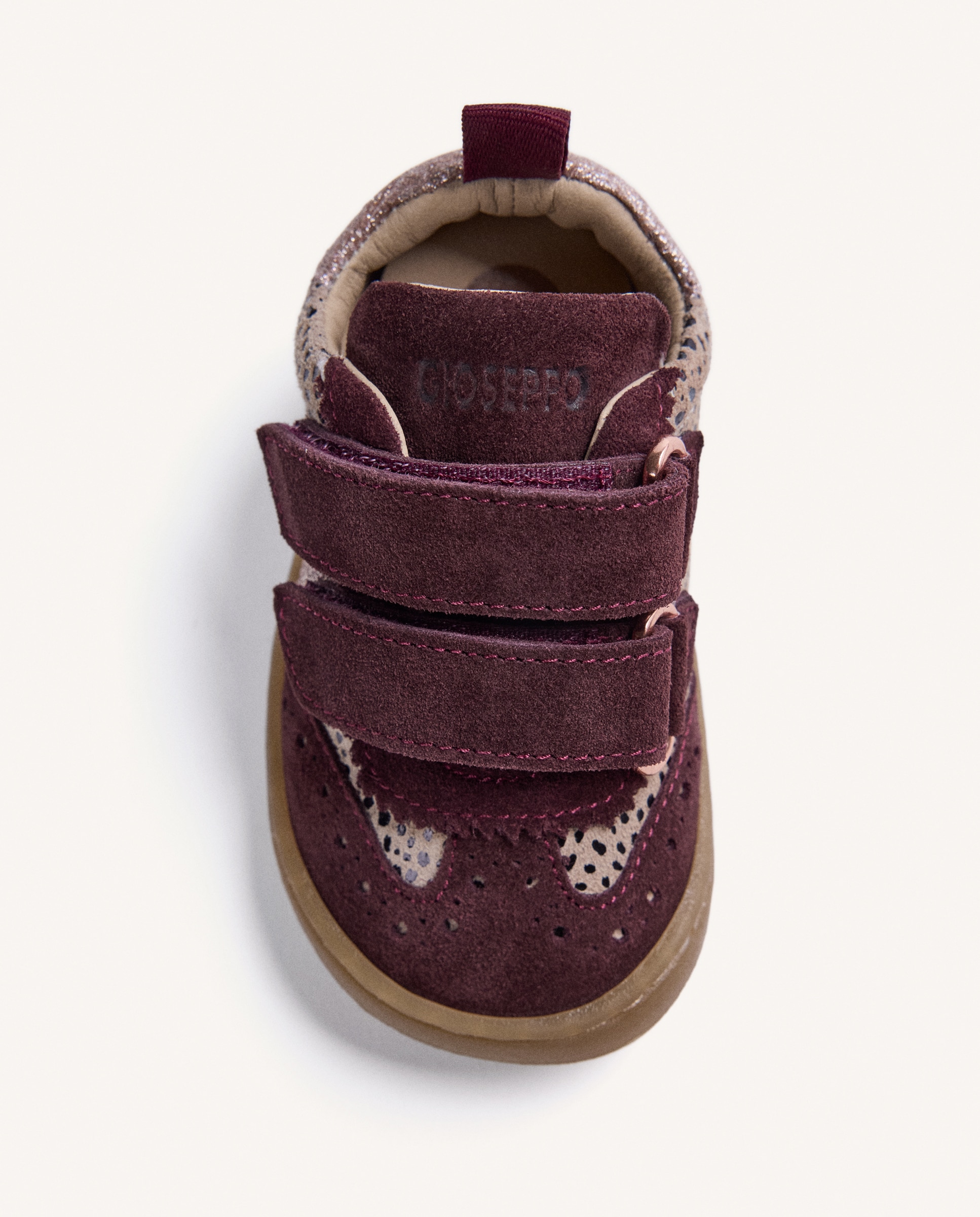 Sapatilhas Desportivas de Bebé em Pele com Estampado de Leopardo Barefoot Bordeaux-3