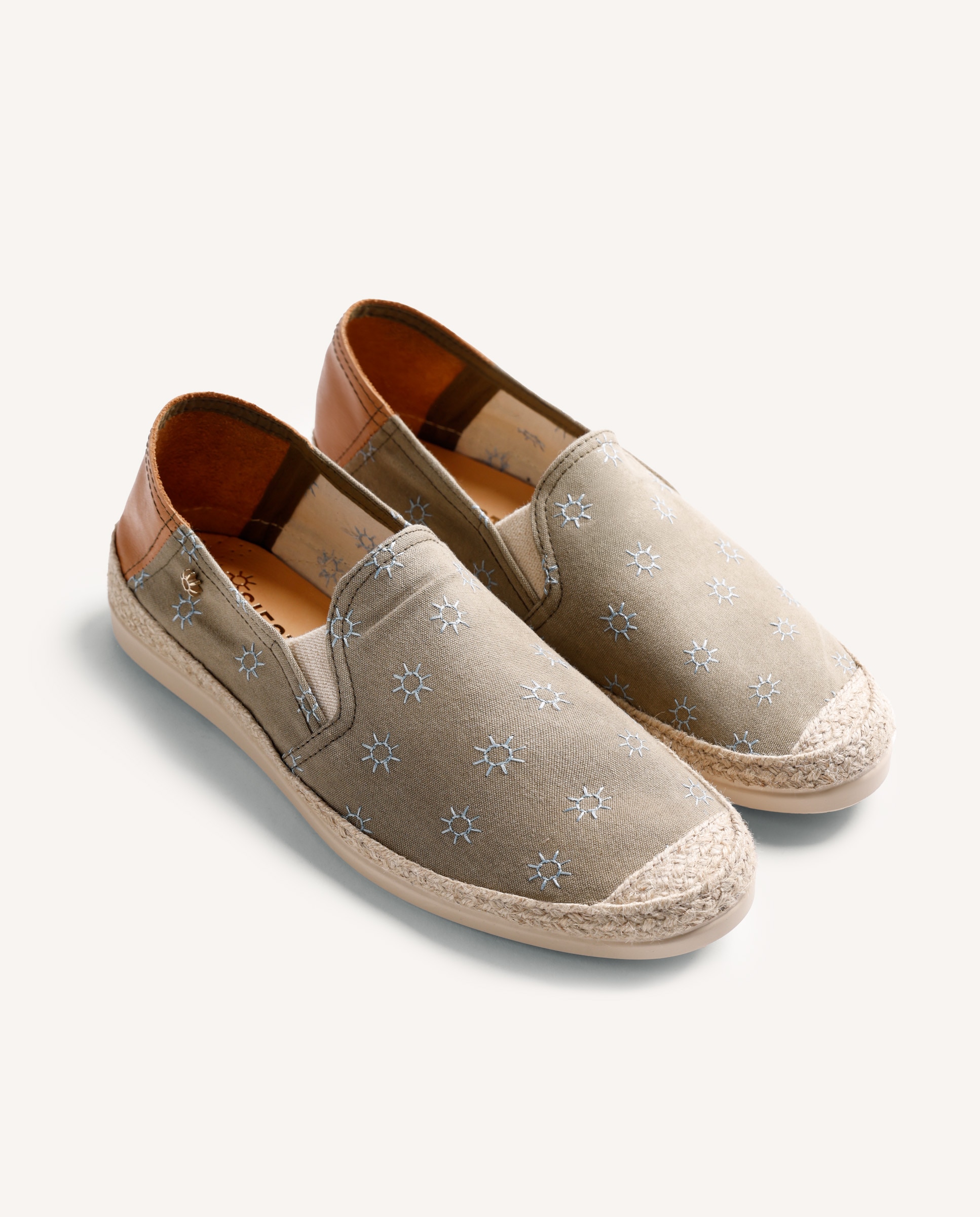 Socas de Pele com Estampado de Sóis e Corte Tipo Slip-on com Elásticos Caqui-2