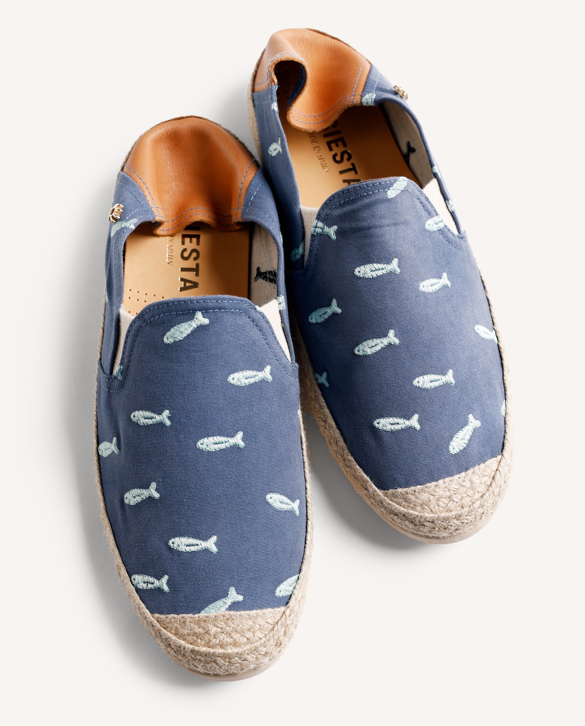 Juta de Pele com Estampado de Peixes e Corte Tipo Slip-on com Elásticos Azul-marinho-7