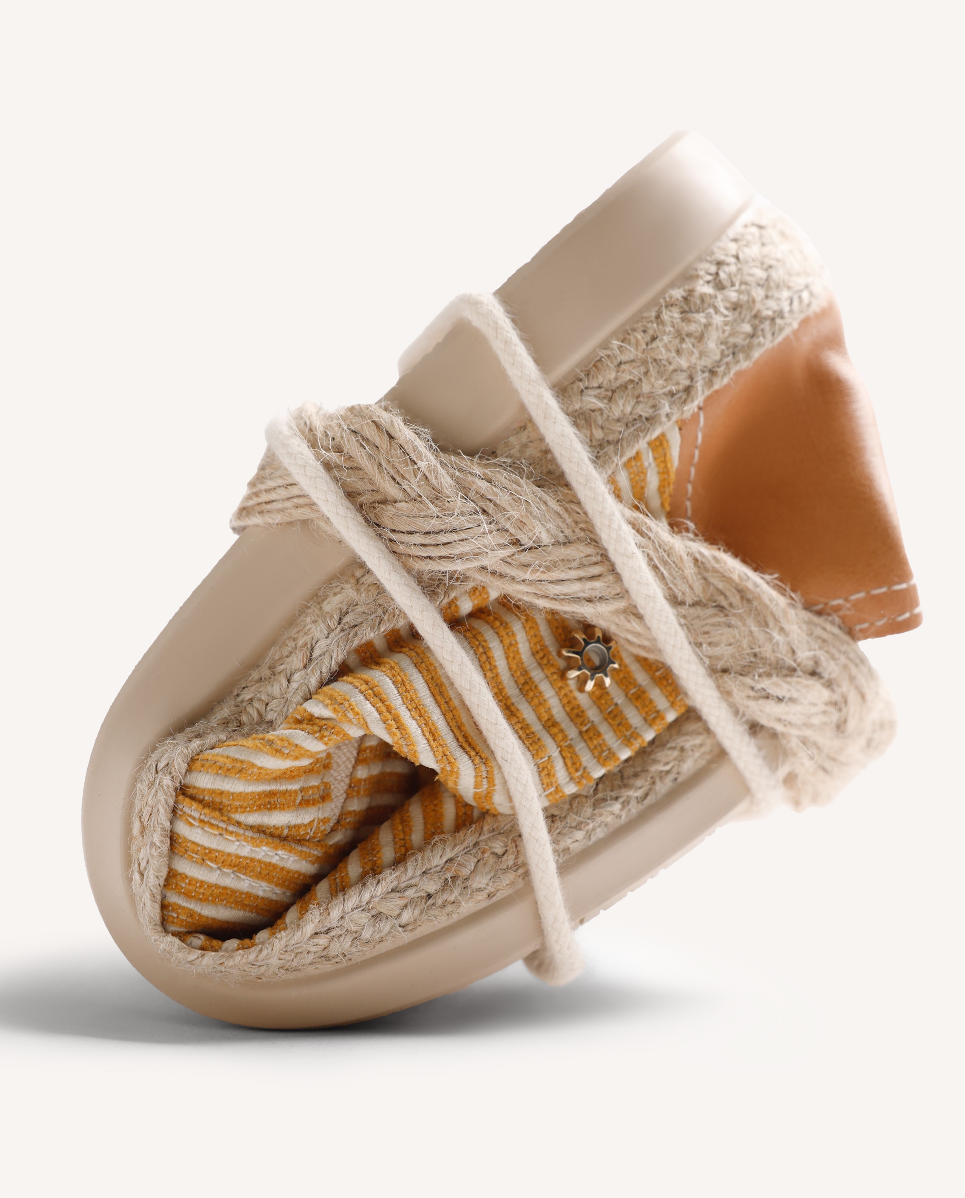 Juta de Pele com Estampado Às Riscas e Corte Tipo Slip-on com Elásticos Amarelo-5