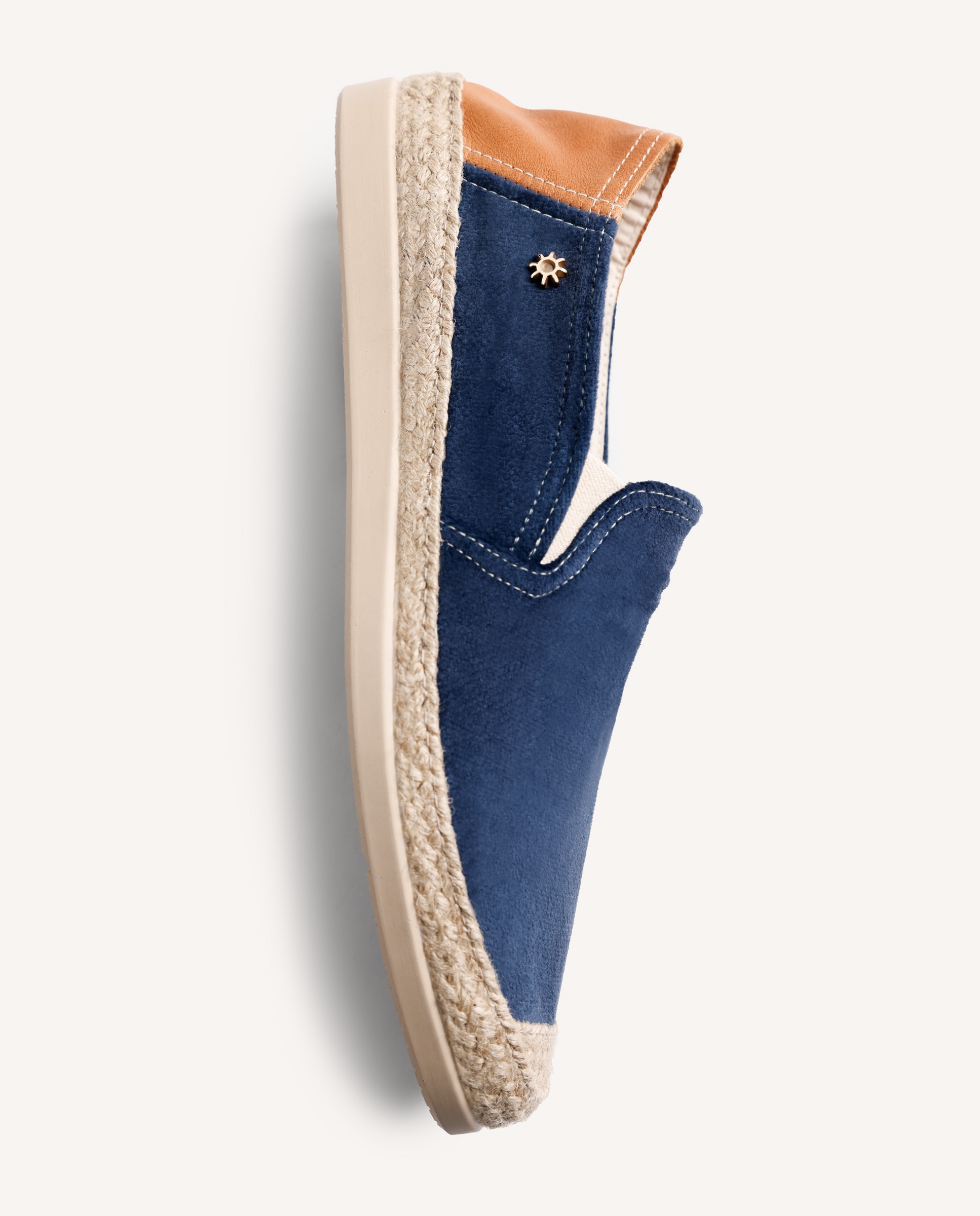 Juta de Pele de Veludo com Corte Tipo Slip-on com Elásticos Azul-4