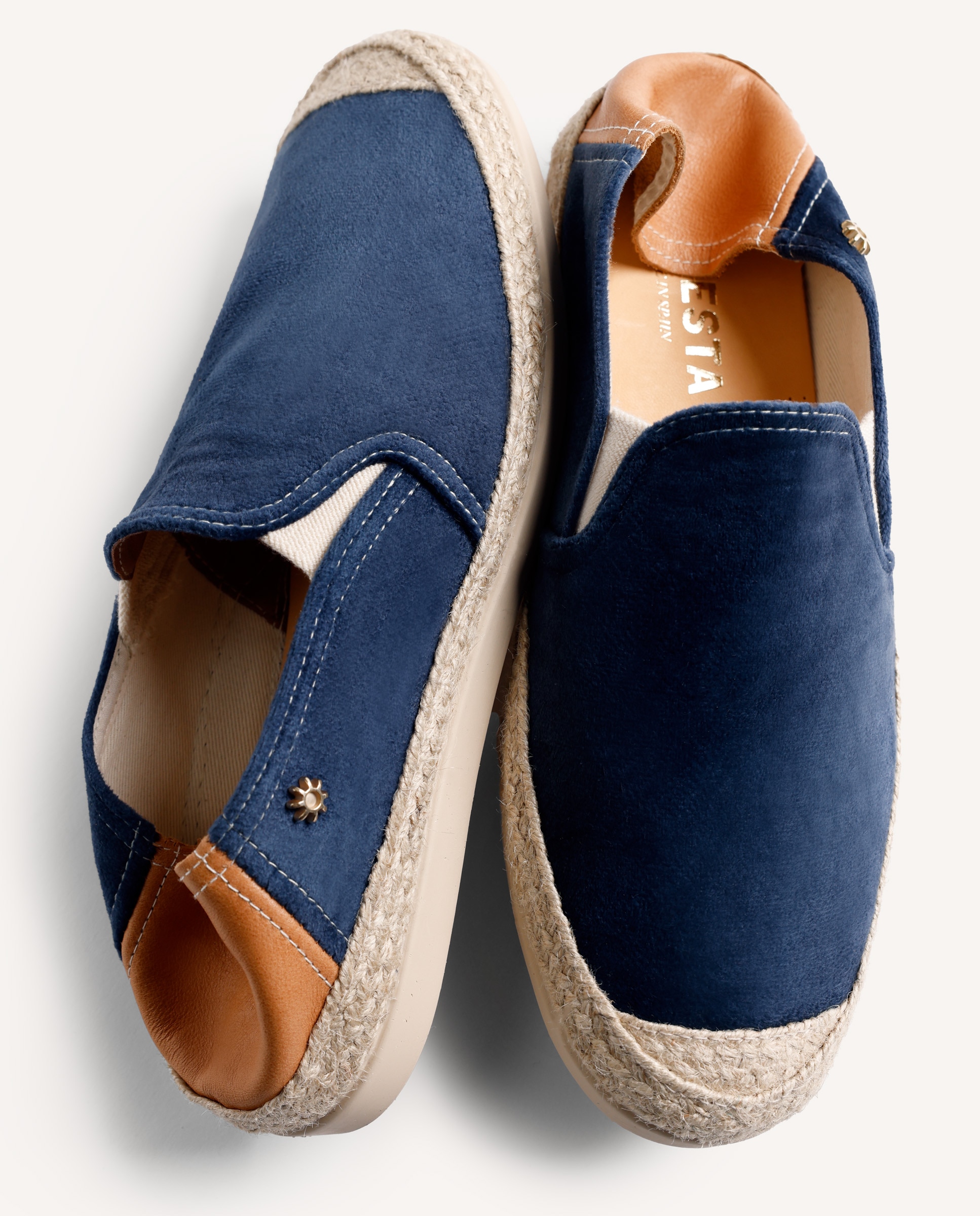 Juta de Pele de Veludo com Corte Tipo Slip-on com Elásticos Azul-7