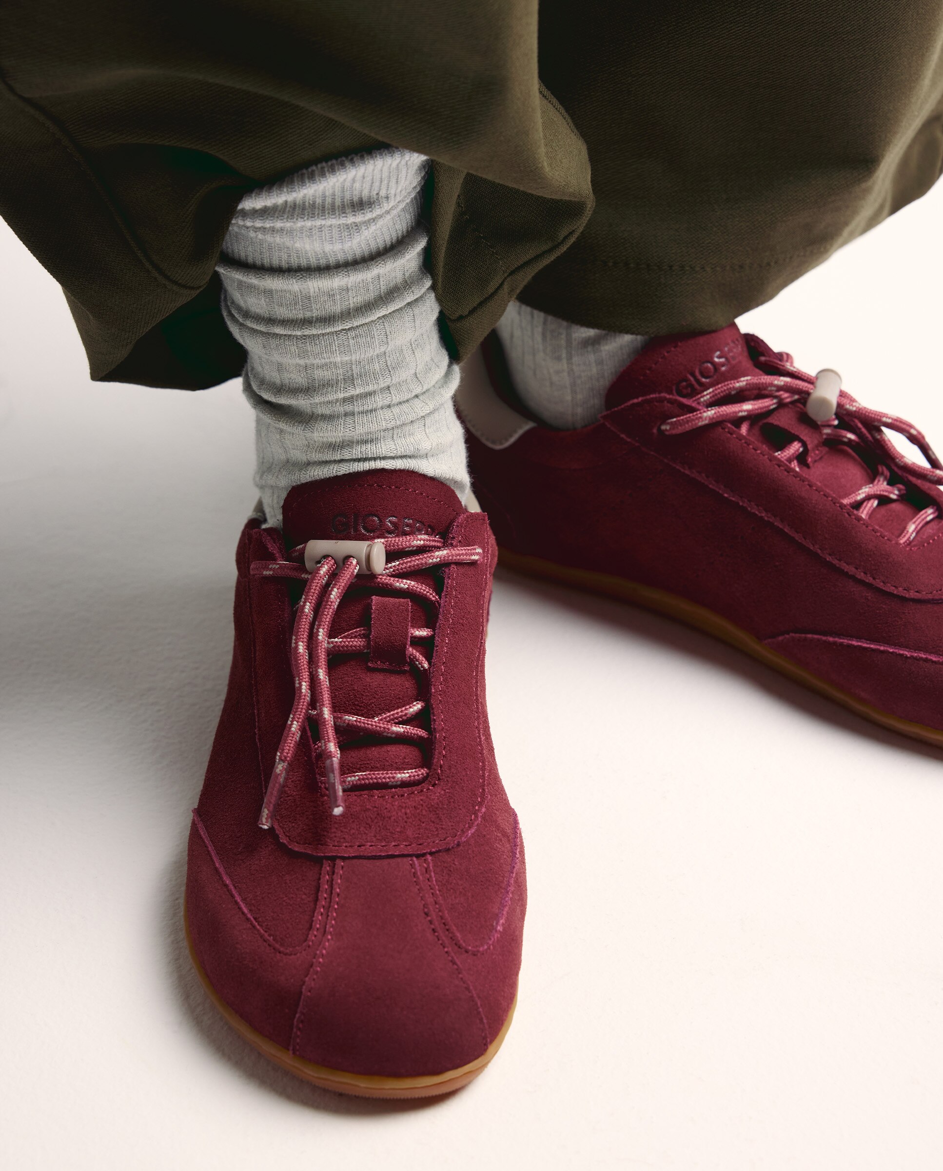 Sapatilhas Desportivas de Pele Camurça com Atacadores em Contraste Barefoot Bordeaux-5