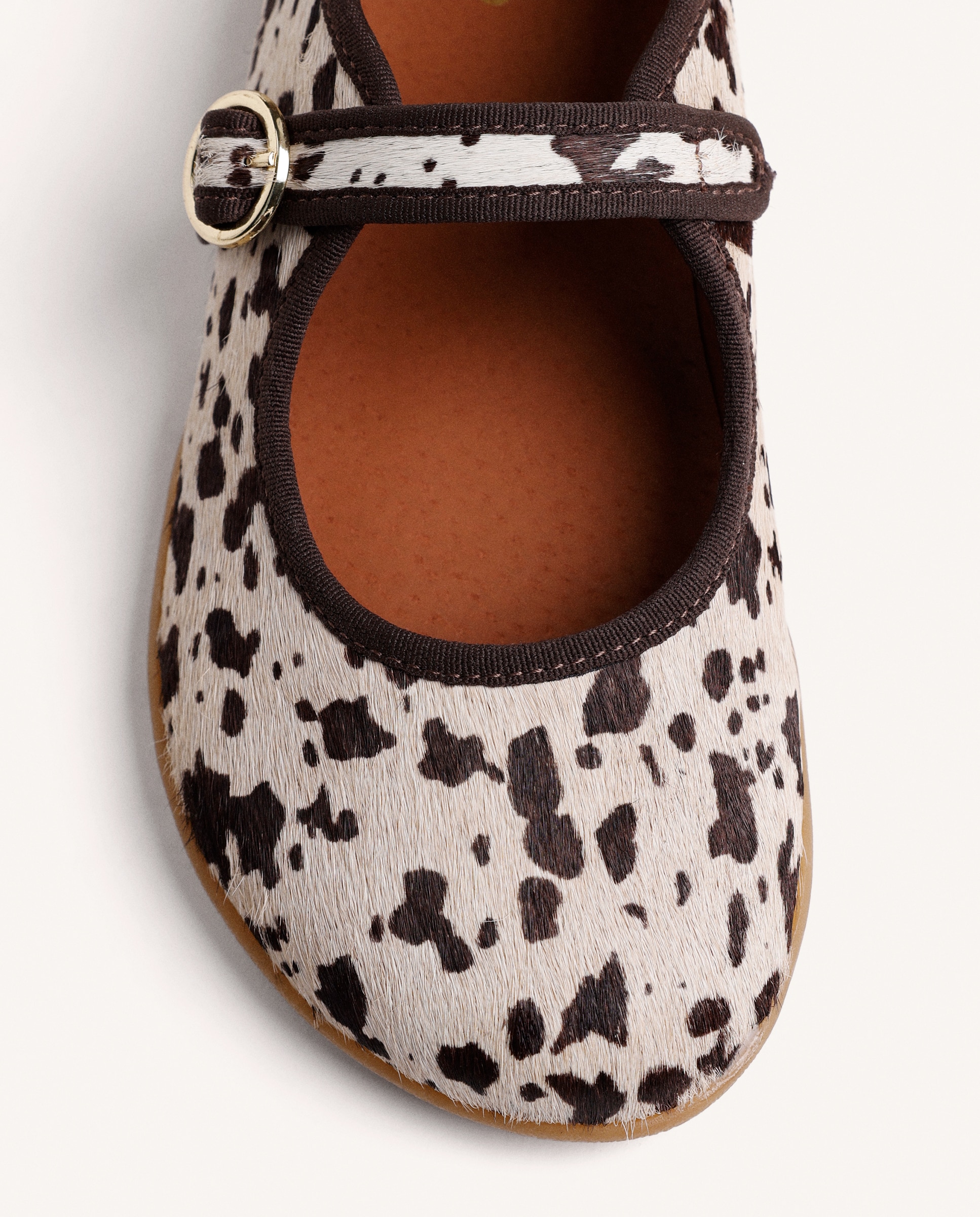 Bailarinas Rasas de Pele com Estampado Animal e Fecho de Fivela Barefoot Estampado-3