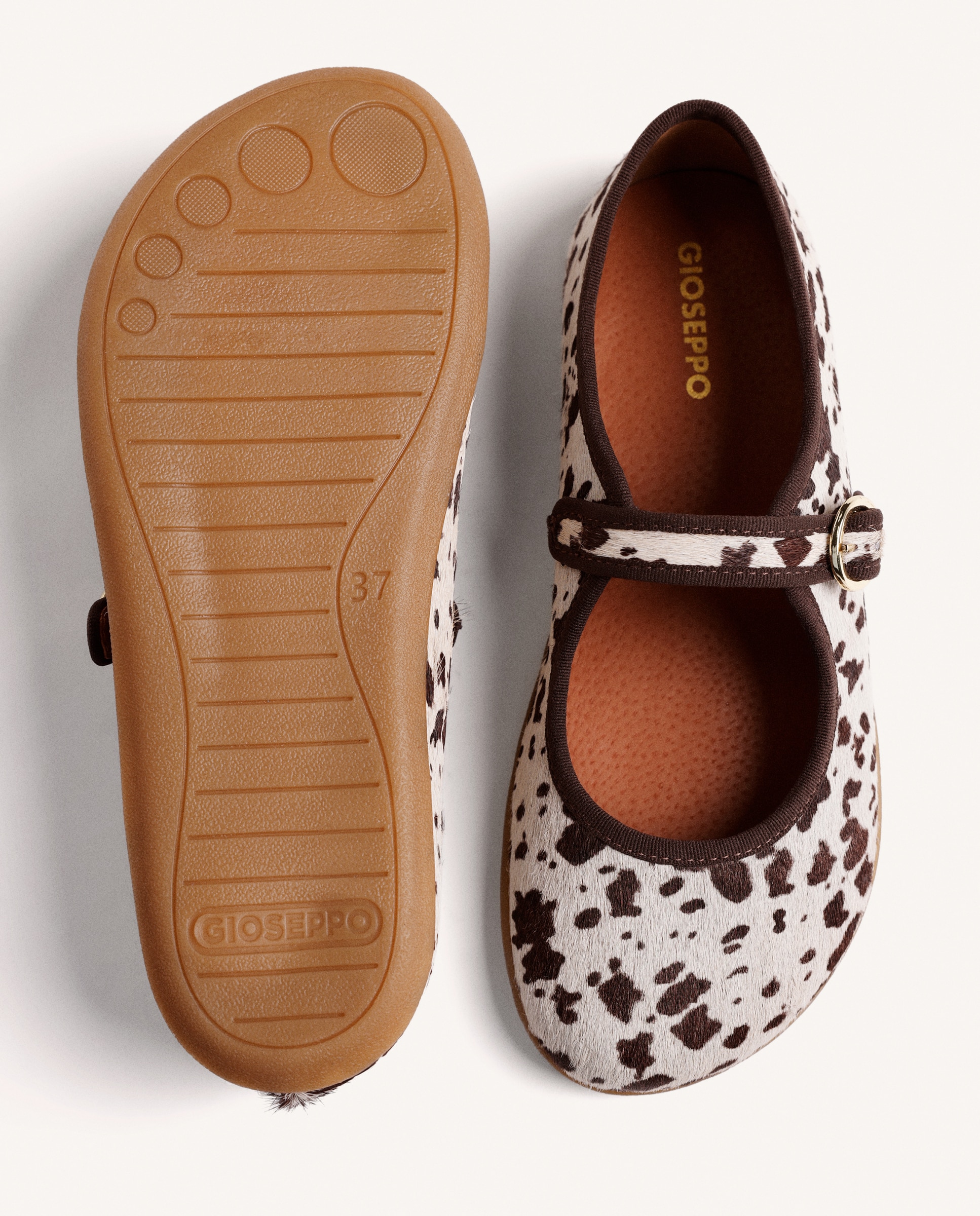 Bailarinas Rasas de Pele com Estampado Animal e Fecho de Fivela Barefoot Estampado-4