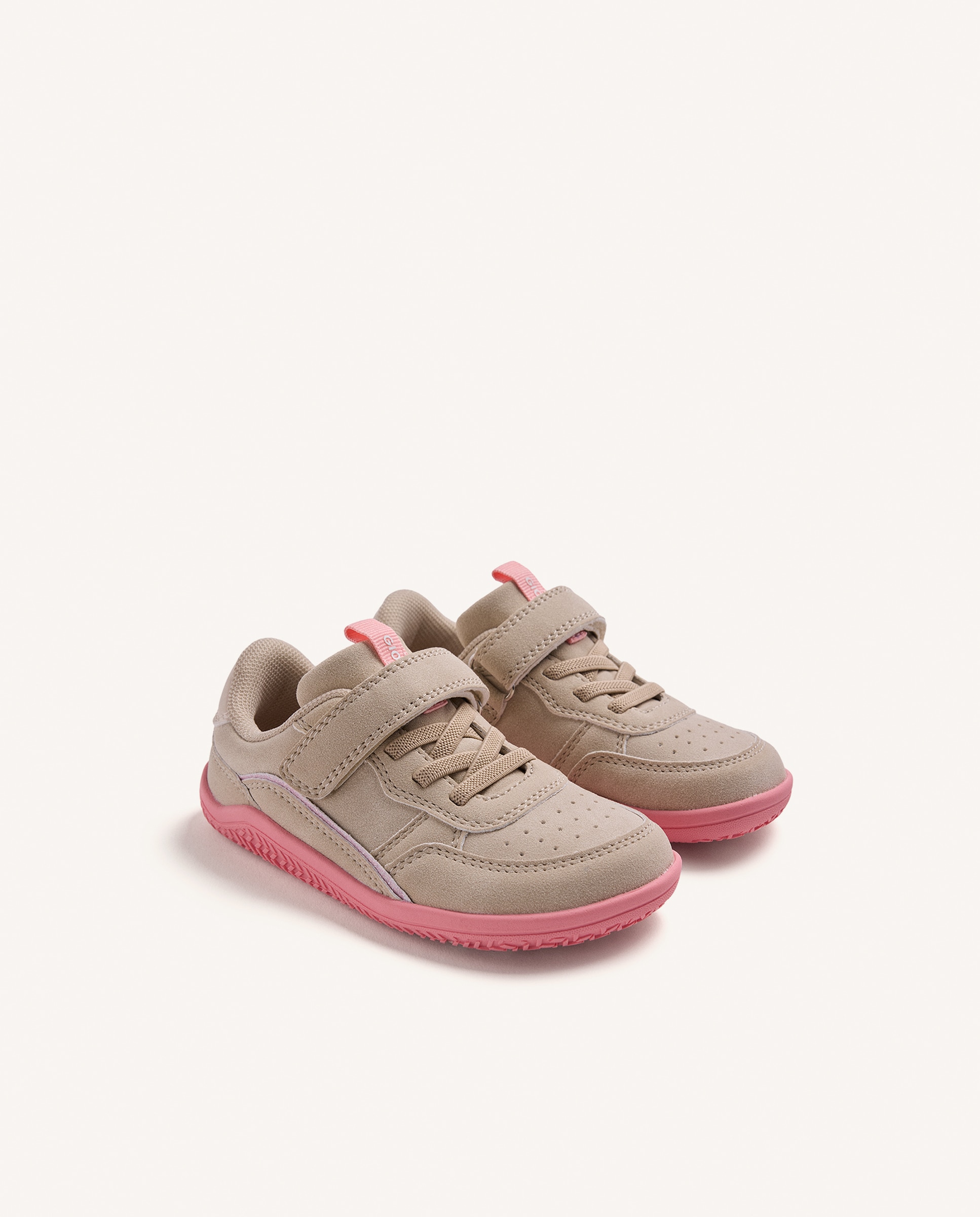 Sapatilhas Desportivas para Bebé com Acabamentos Coloridos Barefoot Bege/Rosa-2