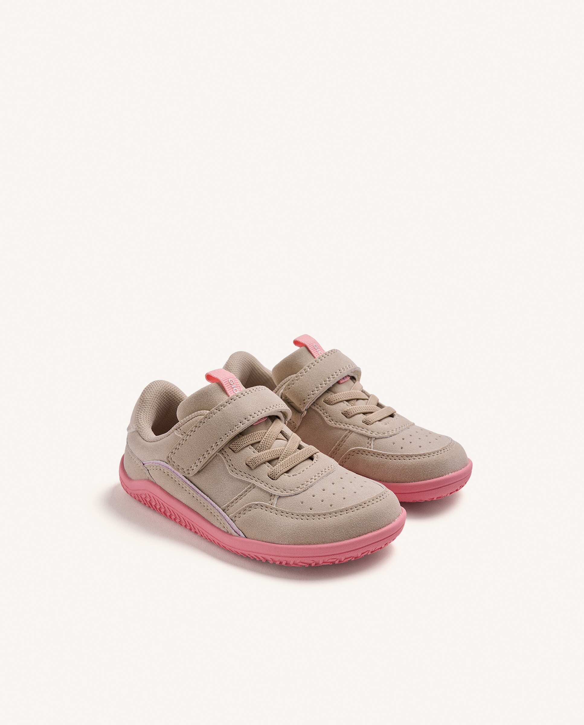 Sapatilhas Desportivas para Bebé com Acabamentos Coloridos Barefoot Bege/Rosa-2