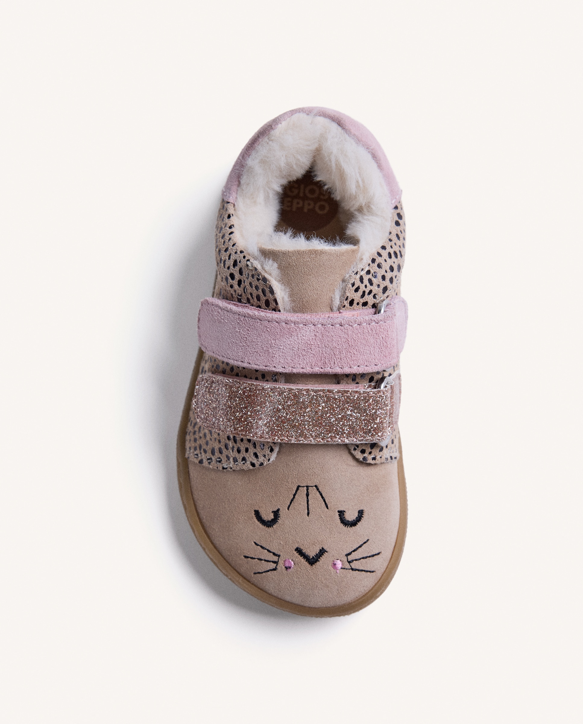 Sapatilhas Desportivas de Pele com Cara de Gato e Forro de Pelo Barefoot Estampado-3