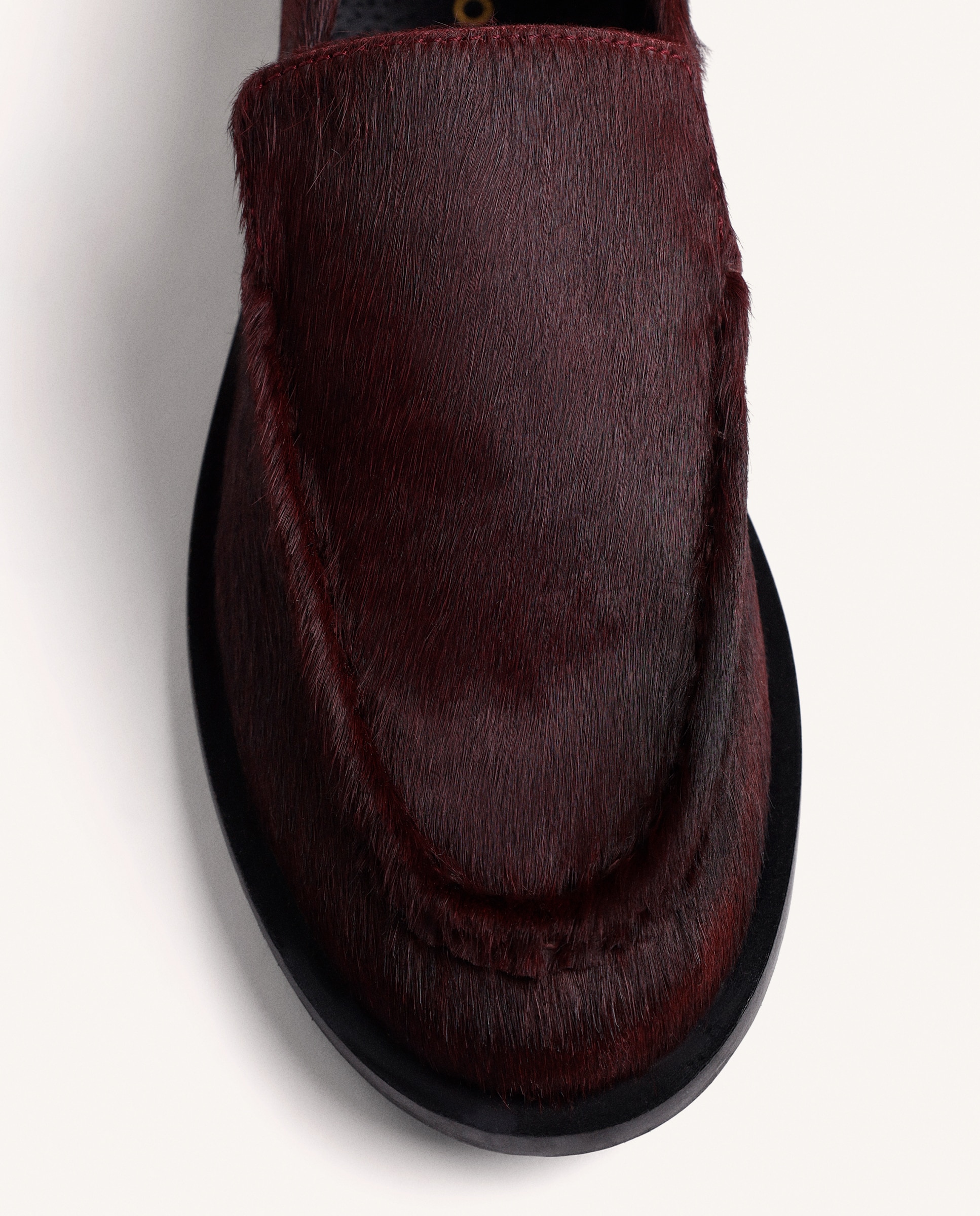 Mocassins de Pele Tipo Pelo e Palmilha Acolchoada Bordeaux-3