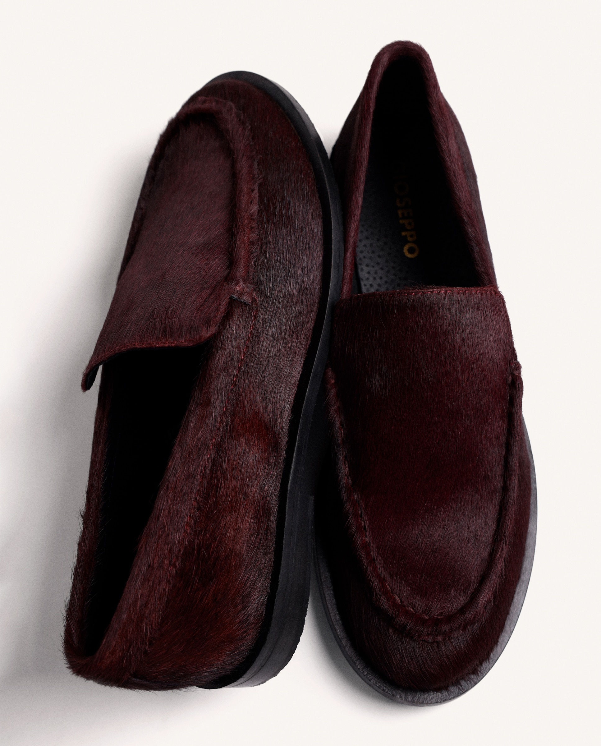 Mocassins de Pele Tipo Pelo e Palmilha Acolchoada Bordeaux-4