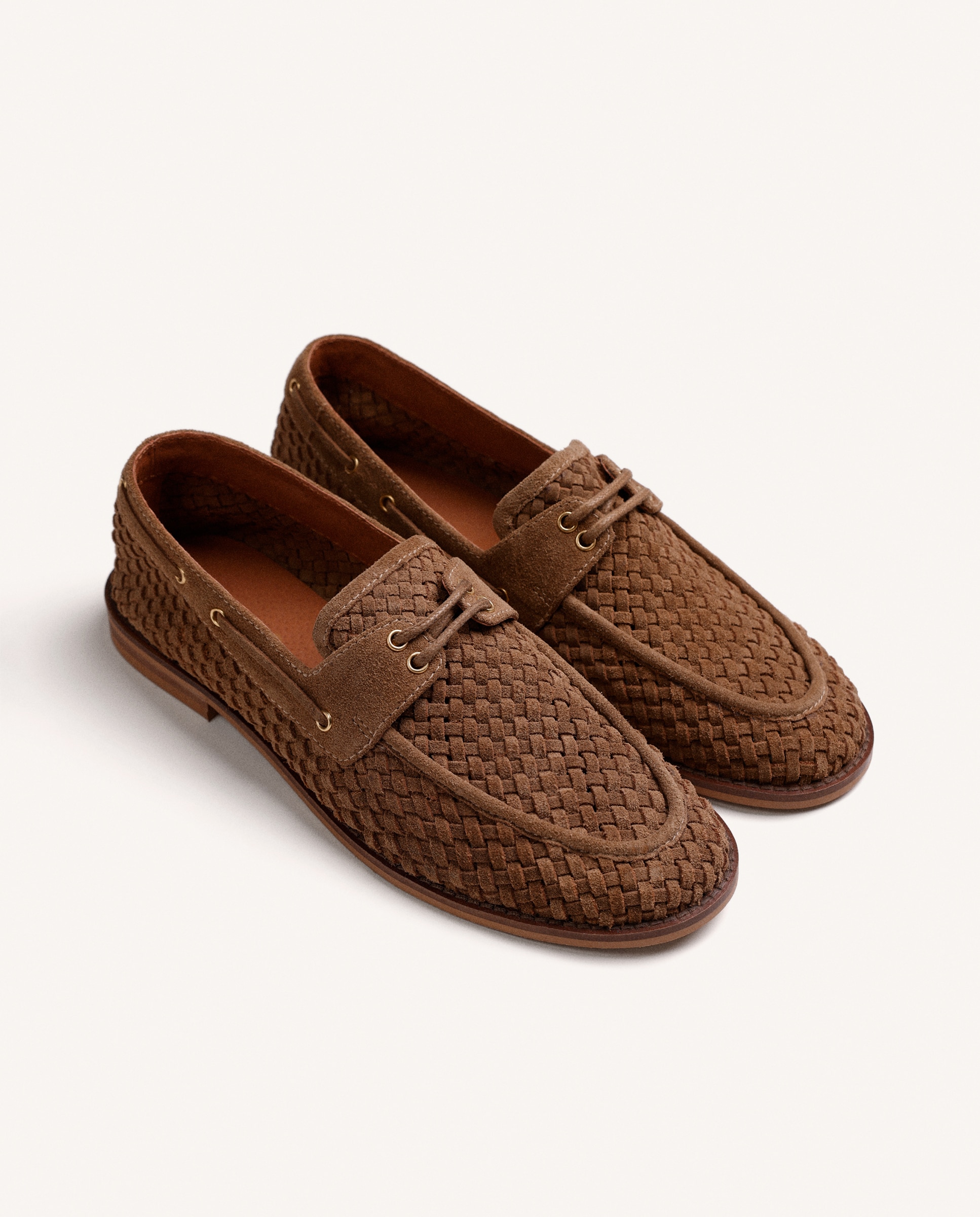 Mocassins Estilo Náutico de Pele com Entrançado Artesanal Couro-2