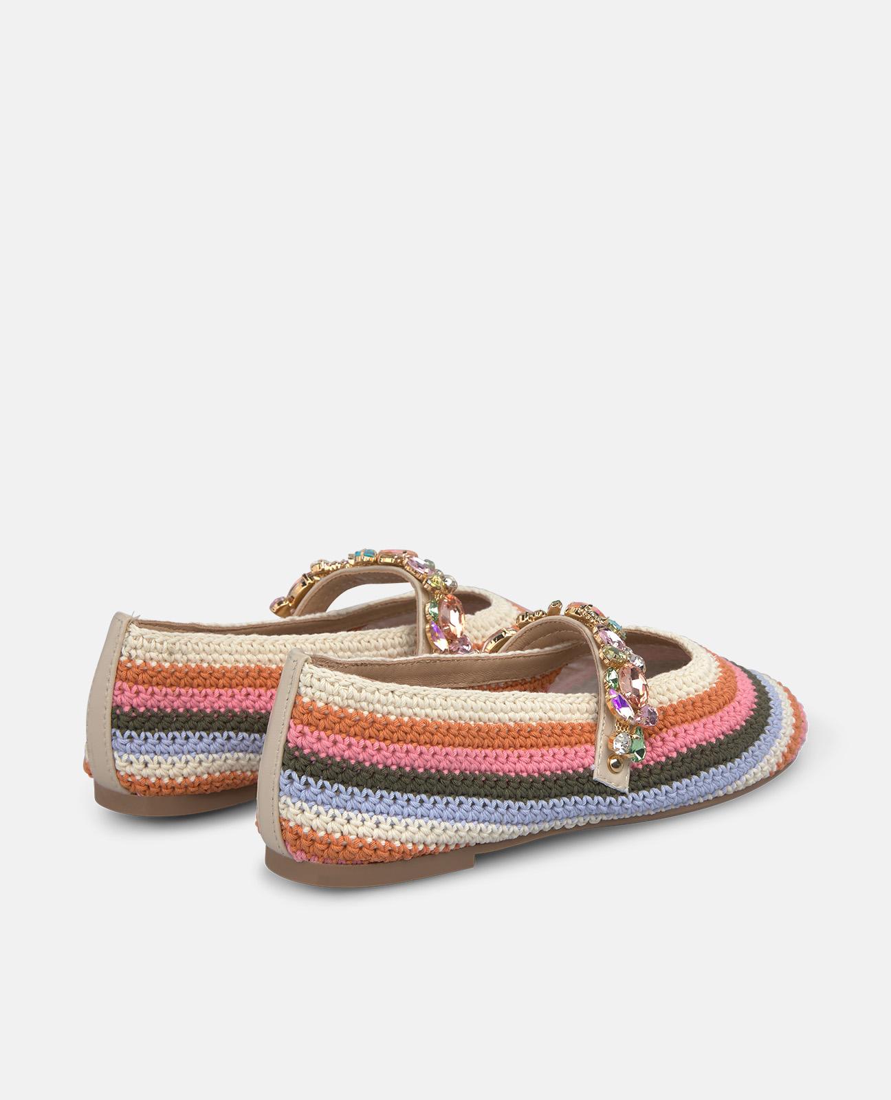 Sabrinas Rasas em Crochet com Tira Frontal com Detalhe Joia Multicolor-3