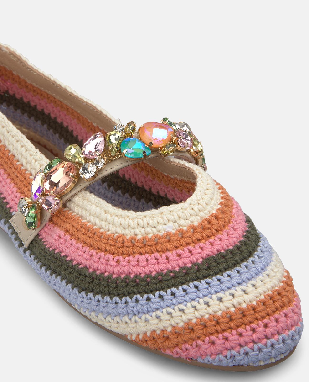 Sabrinas Rasas em Crochet com Tira Frontal com Detalhe Joia Multicolor-4
