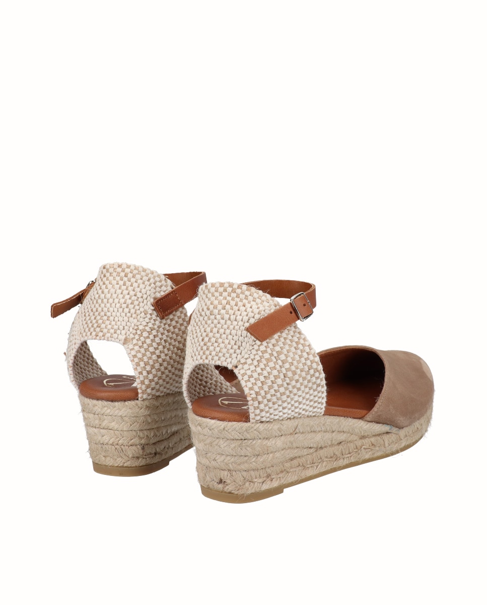 Alpercatas de Cunha Baixa em Pele Castanho-claro-3