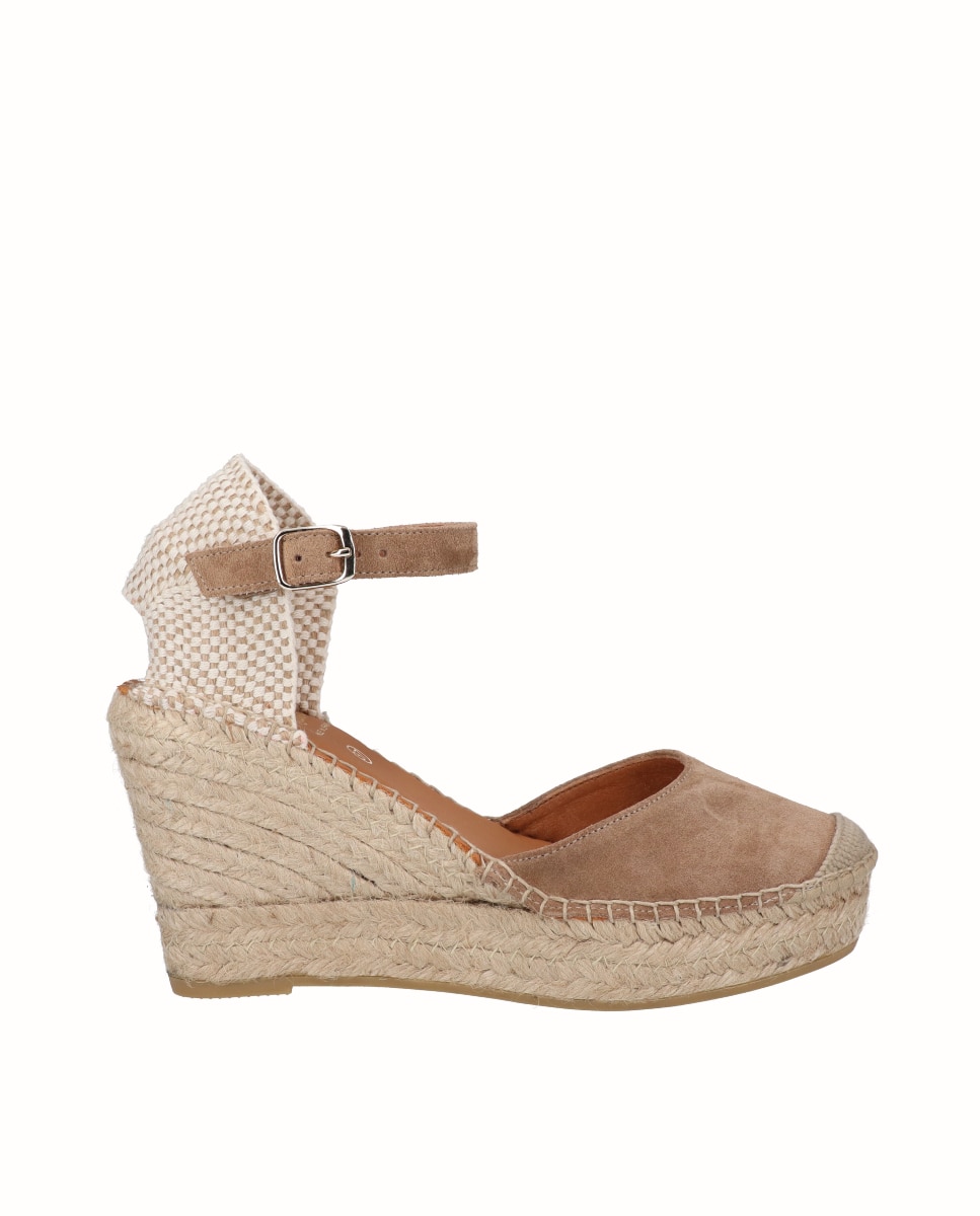 Alpercatas de Cunha com Plataforma e em Croute Camel-1