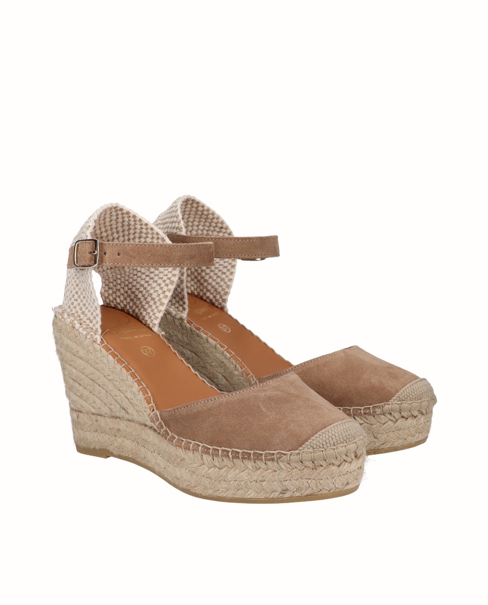 Alpercatas de Cunha com Plataforma e em Croute Camel-2