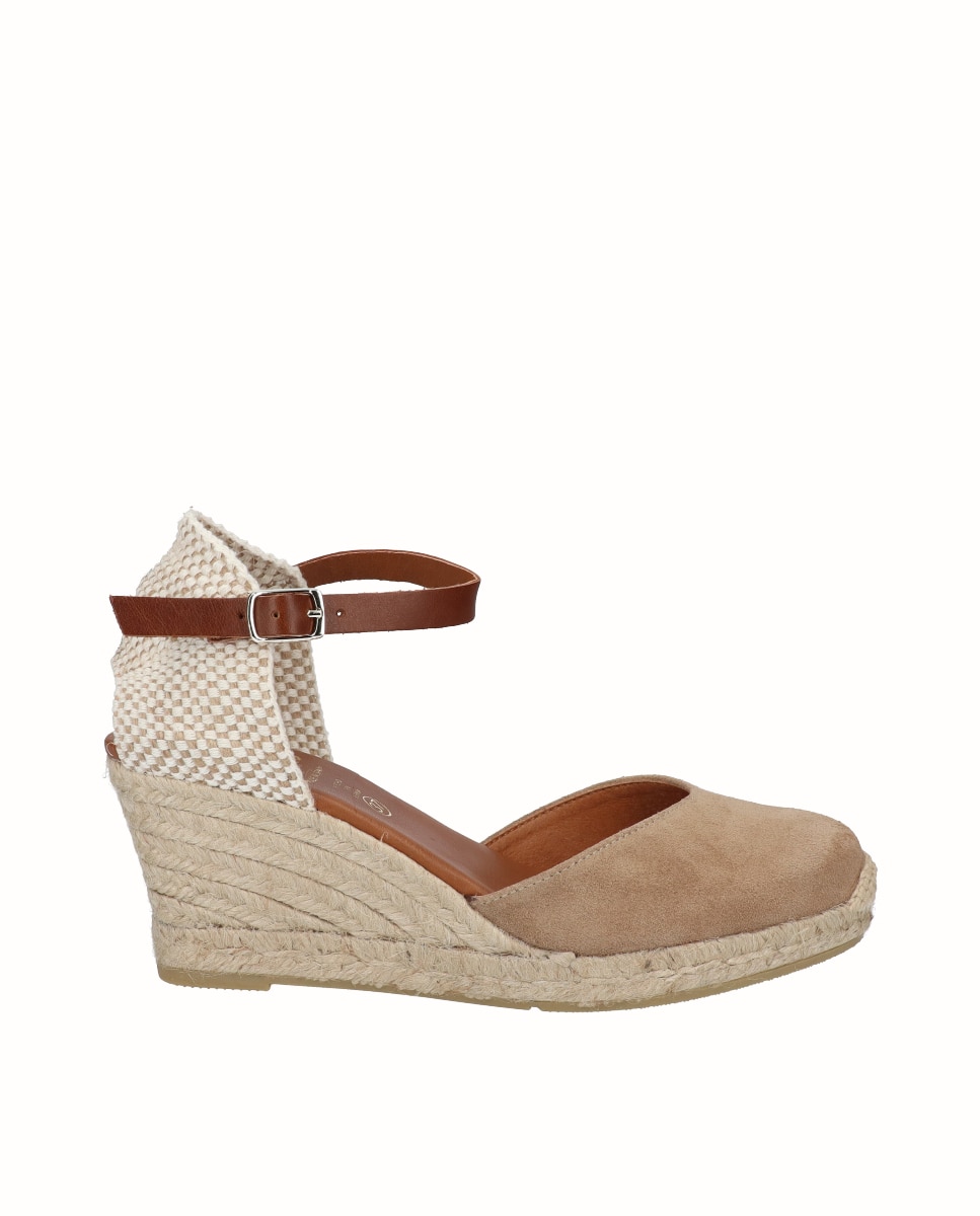 Alpercatas de Cunha em Camurça com Pulseira Castanho-claro-1