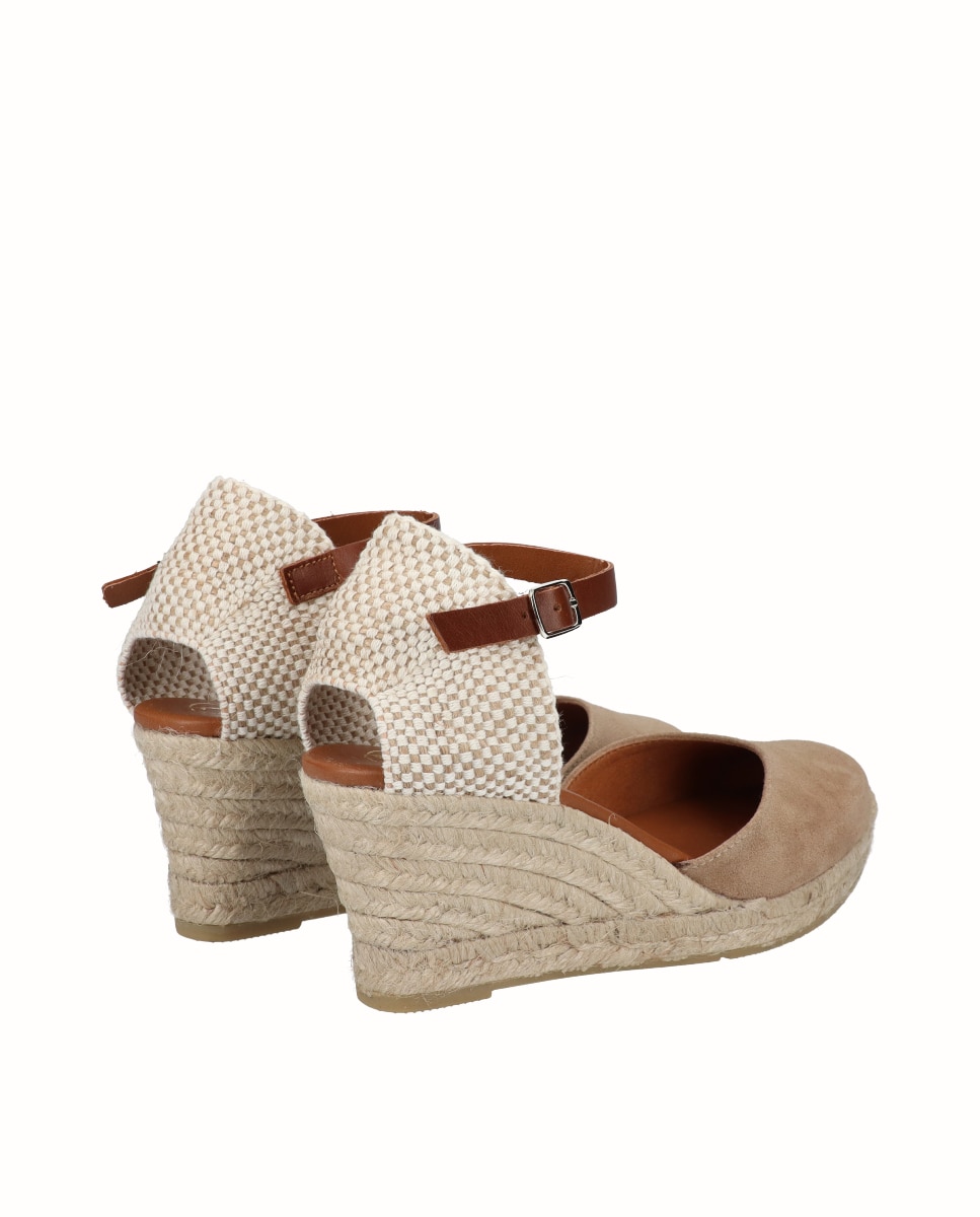 Alpercatas de Cunha em Camurça com Pulseira Castanho-claro-3