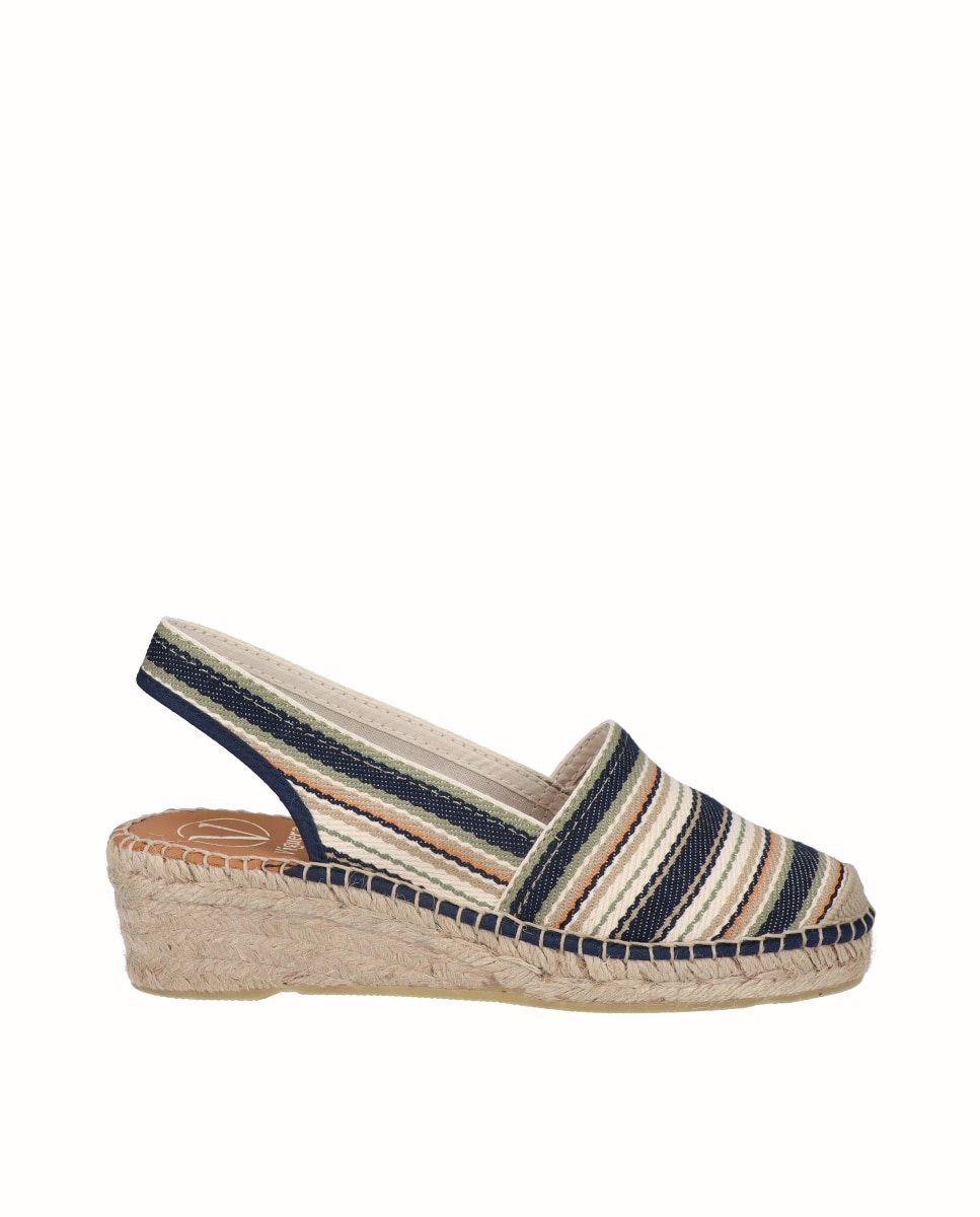 Alpercatas de Cunha Baixa Às Riscas Multicolor-1