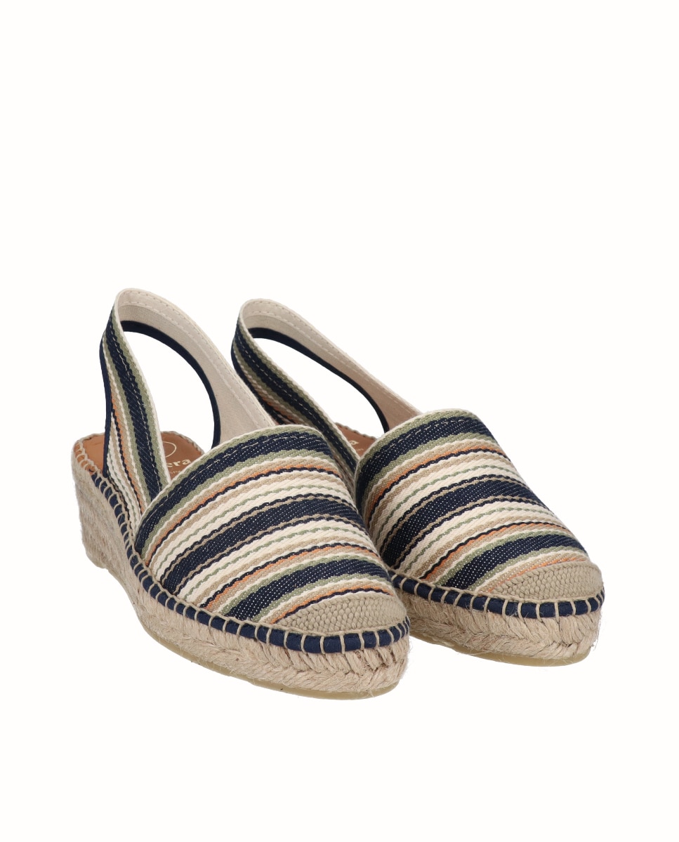 Alpercatas de Cunha Baixa Às Riscas Multicolor-2