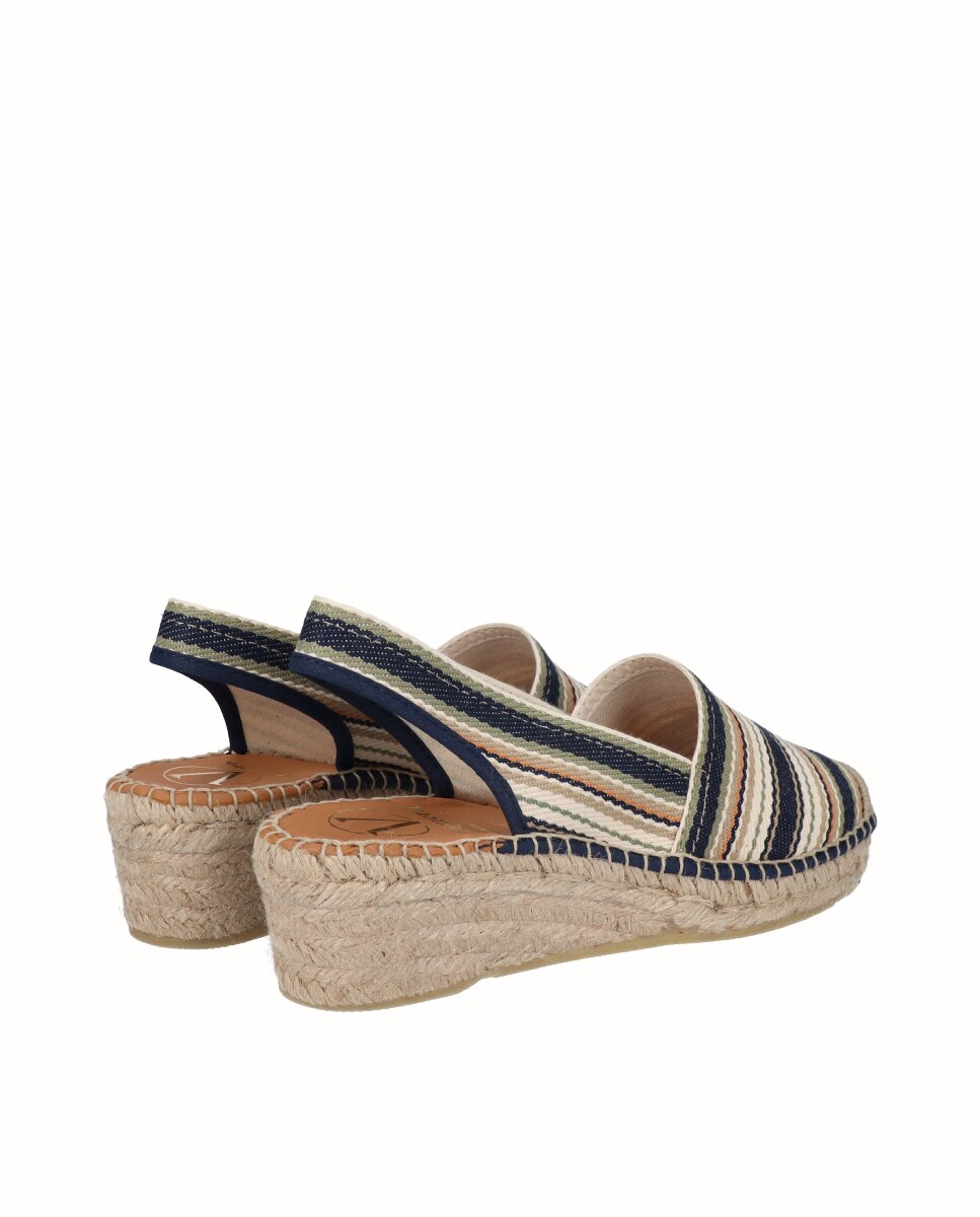 Alpercatas de Cunha Baixa Às Riscas Multicolor-3