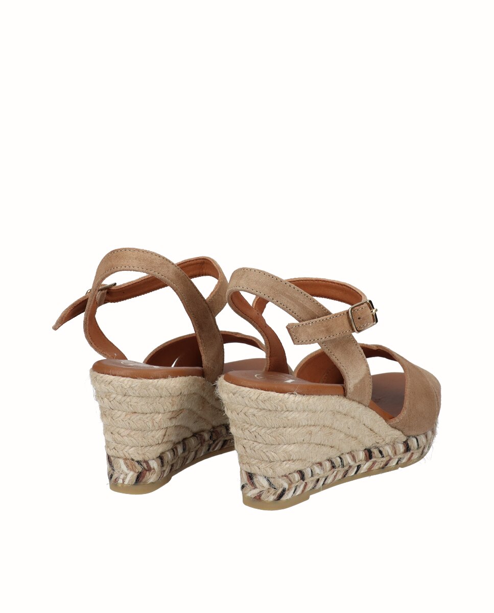 Sandálias de Cunha em Camurça Castanho-claro-3