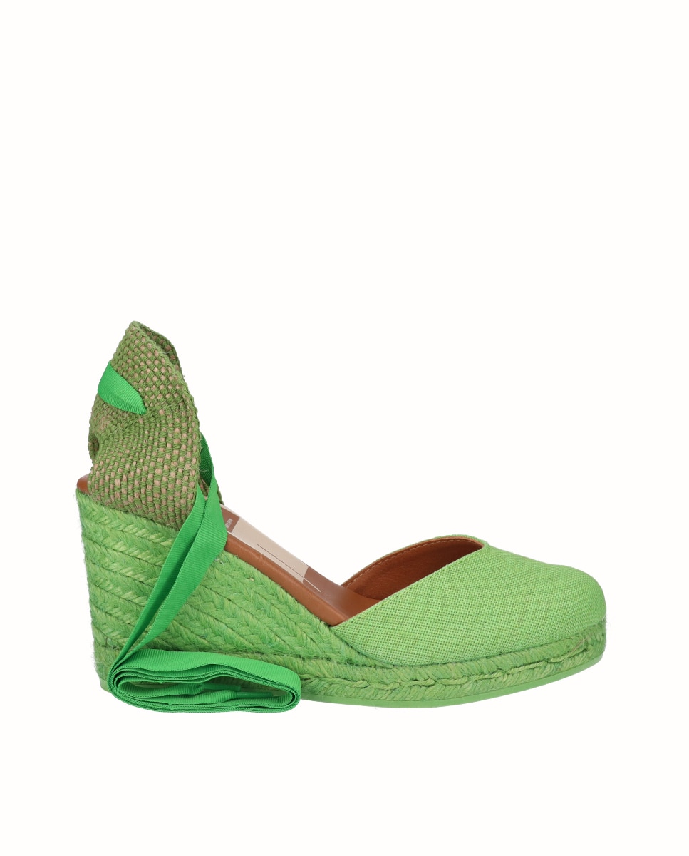 Imagem 0 de Alpercatas com Tiras de Linho com Cunha Alta