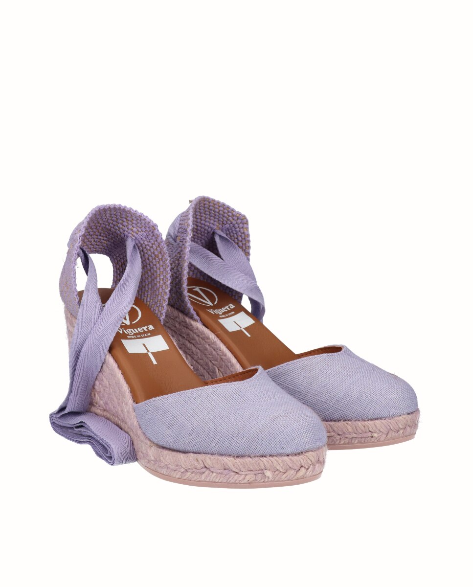Alpercatas de Cunha Alta de Linho Lilás-2
