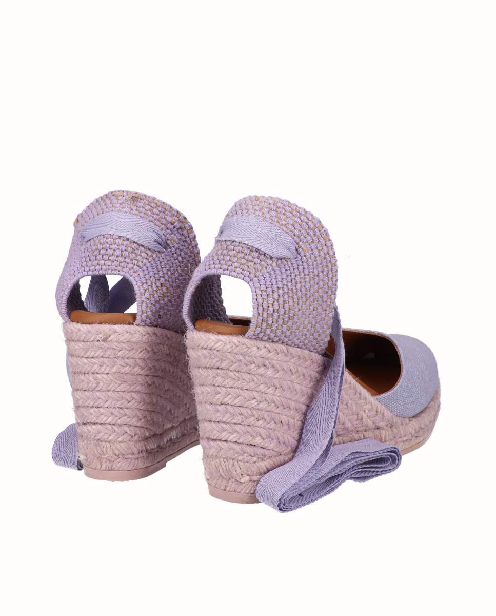 Alpercatas de Cunha Alta de Linho Lilás-3