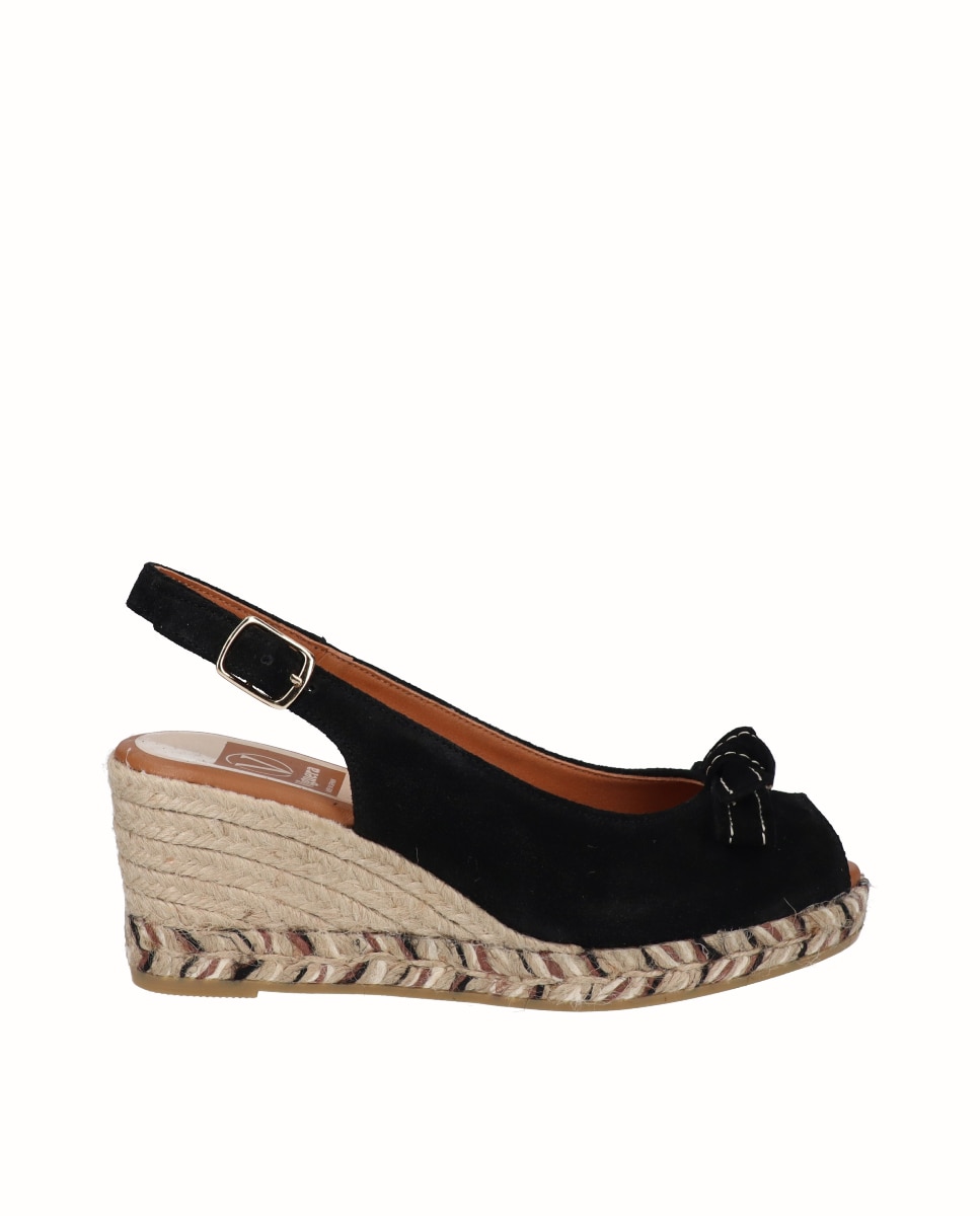 Alpercatas de Cunha em Camurça com Laço Preto-1