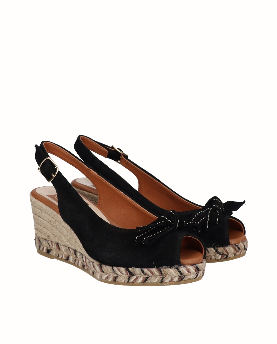 Alpercatas de Cunha em Camurça com Laço Preto-2