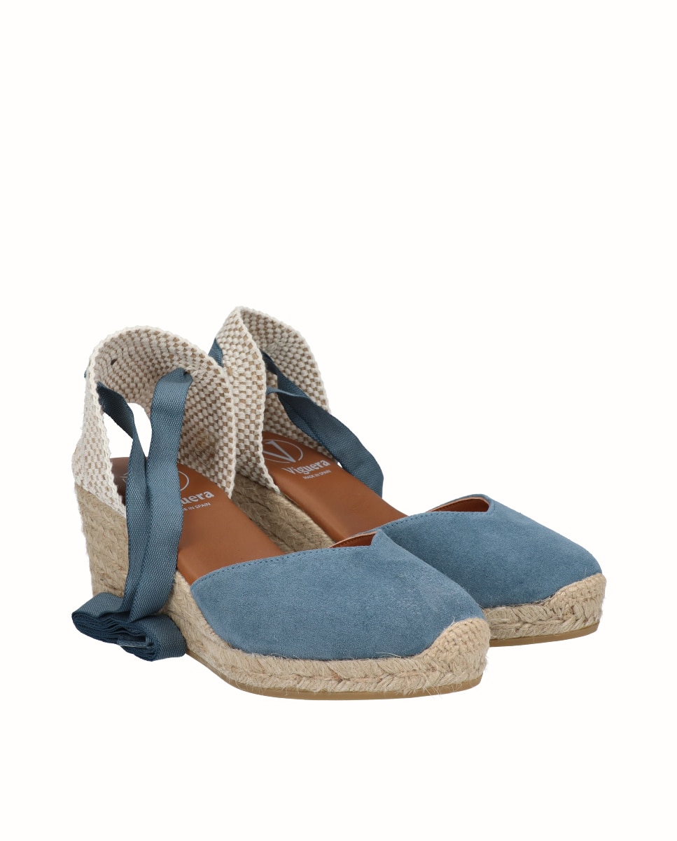 Alpercatas com Tiras e Cunha Azul denim-2