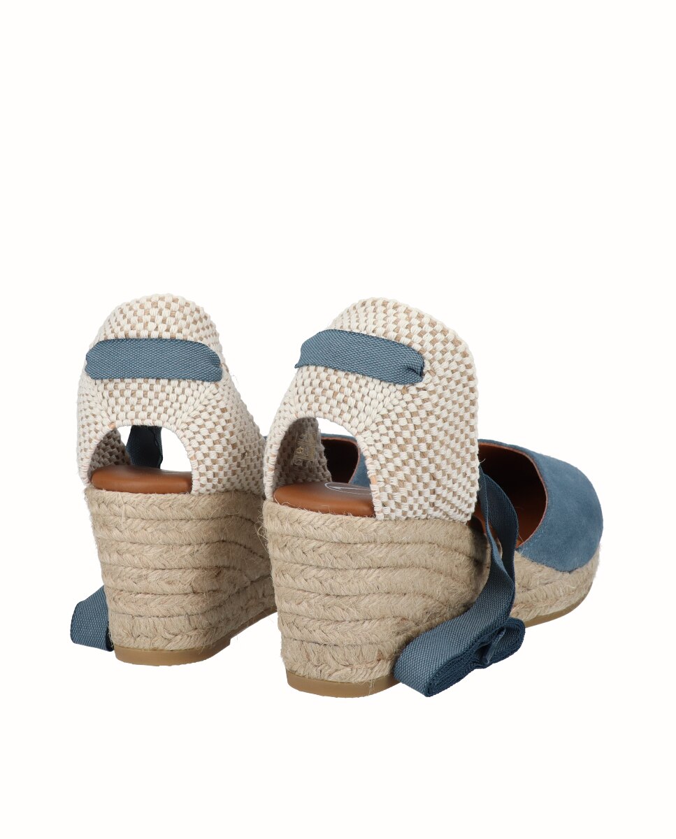 Alpercatas com Tiras e Cunha Azul denim-3
