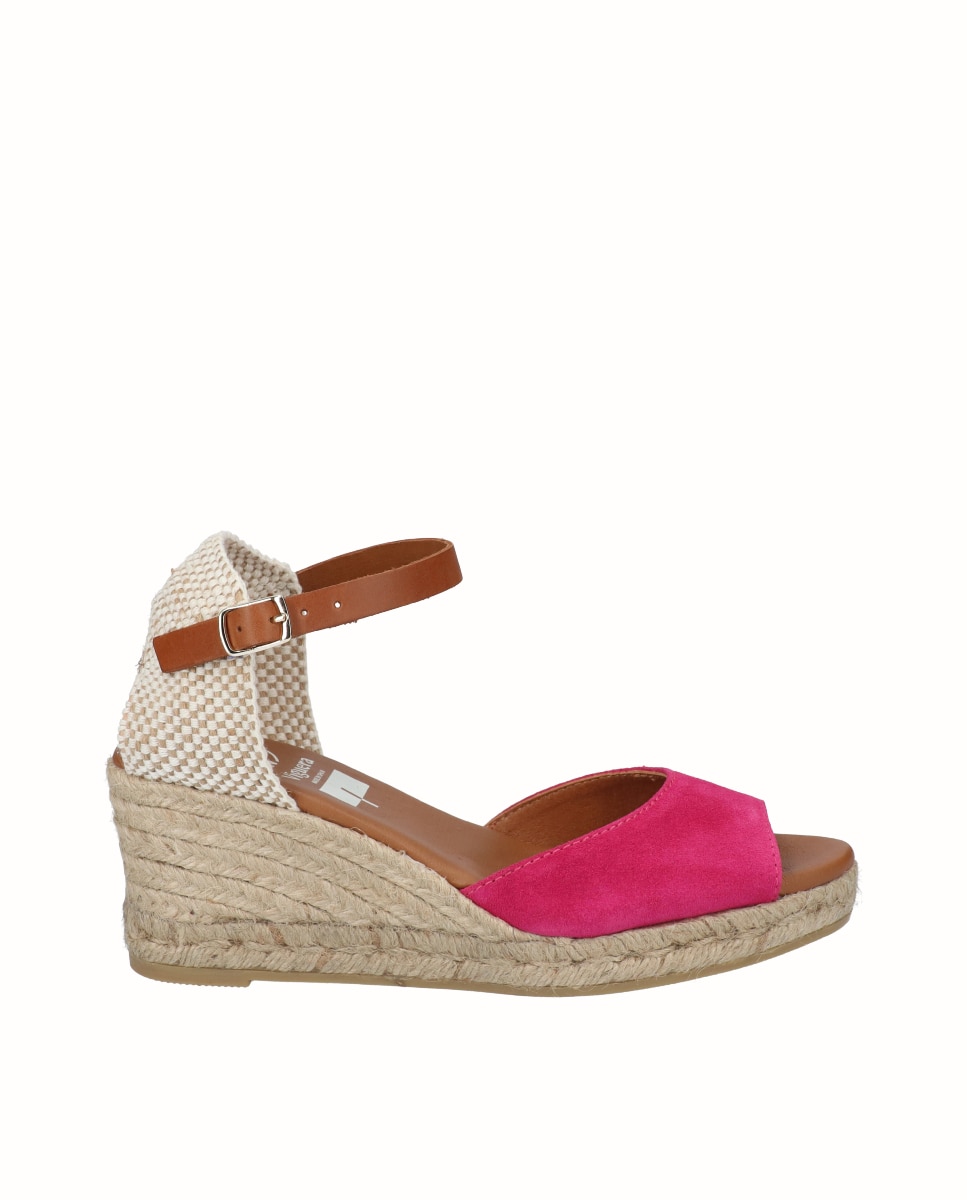 Sandálias de Cunha em Camurça Fúcsia-1