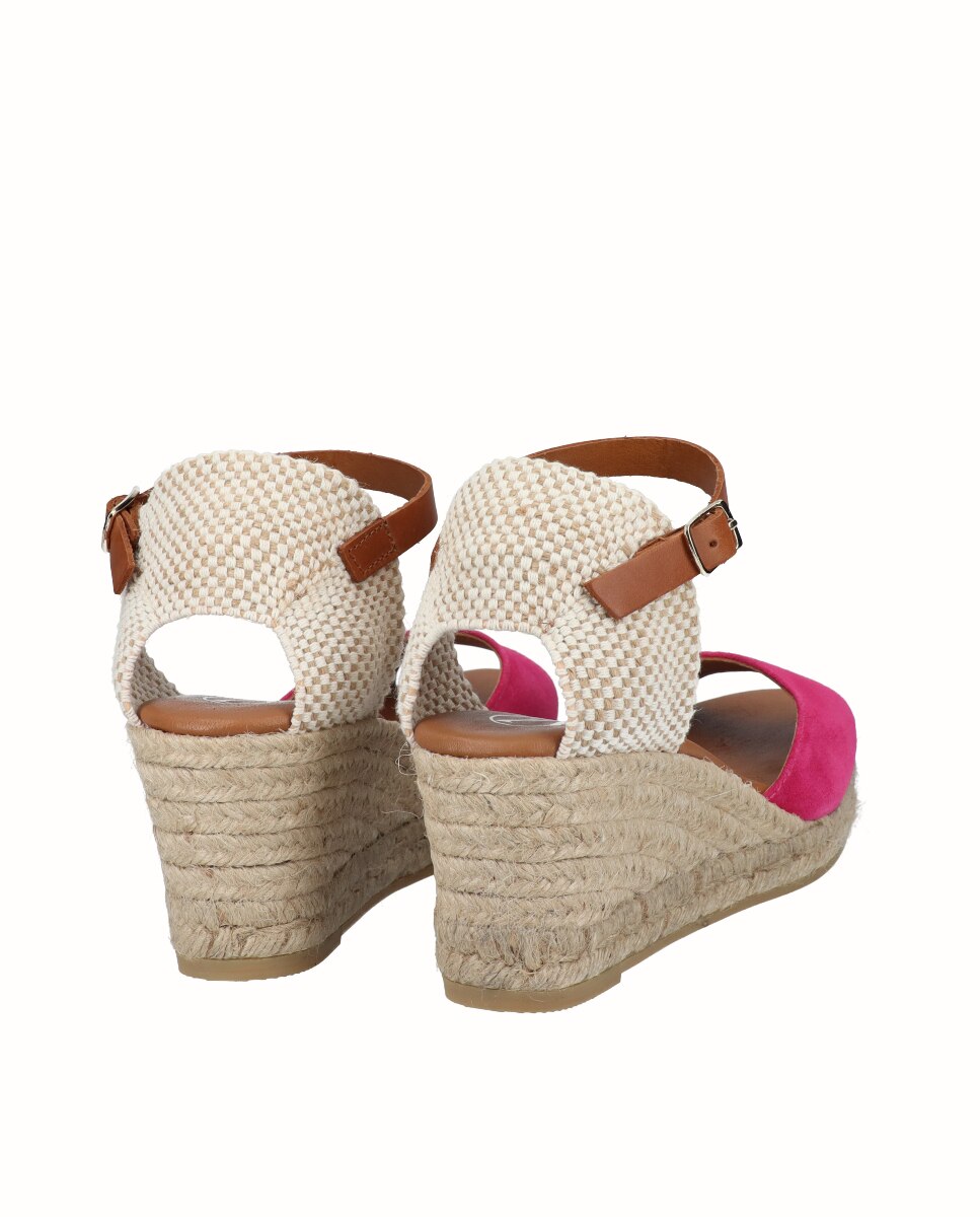 Sandálias de Cunha em Camurça Fúcsia-3