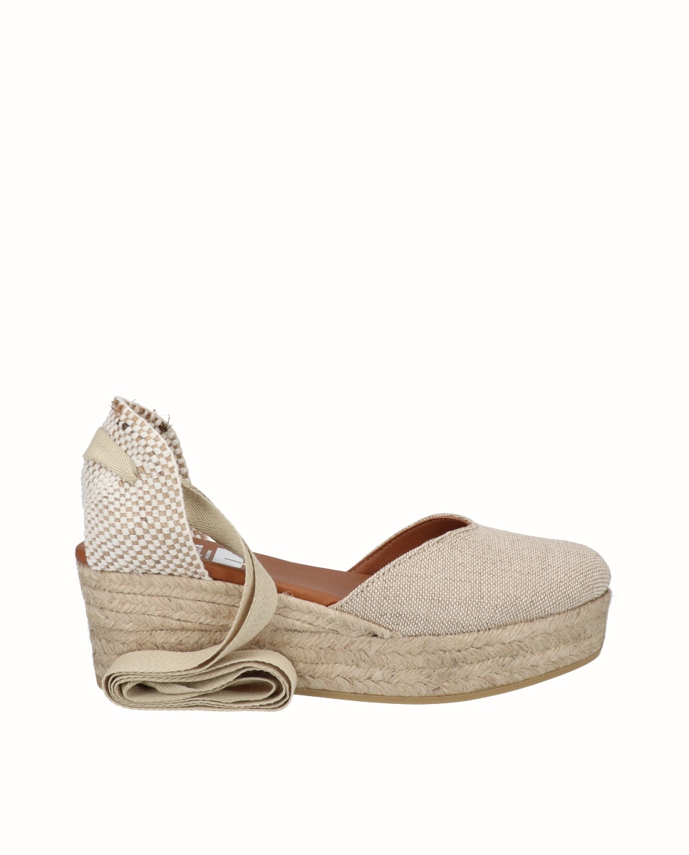 Imagem 0 de Alpercatas de Plataforma em Linho com Tiras