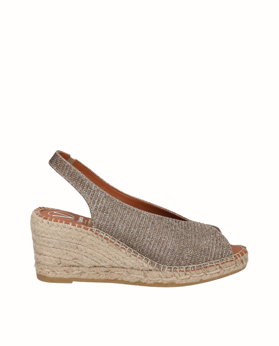 Sandálias de Cunha com Decote em V Castanho-1