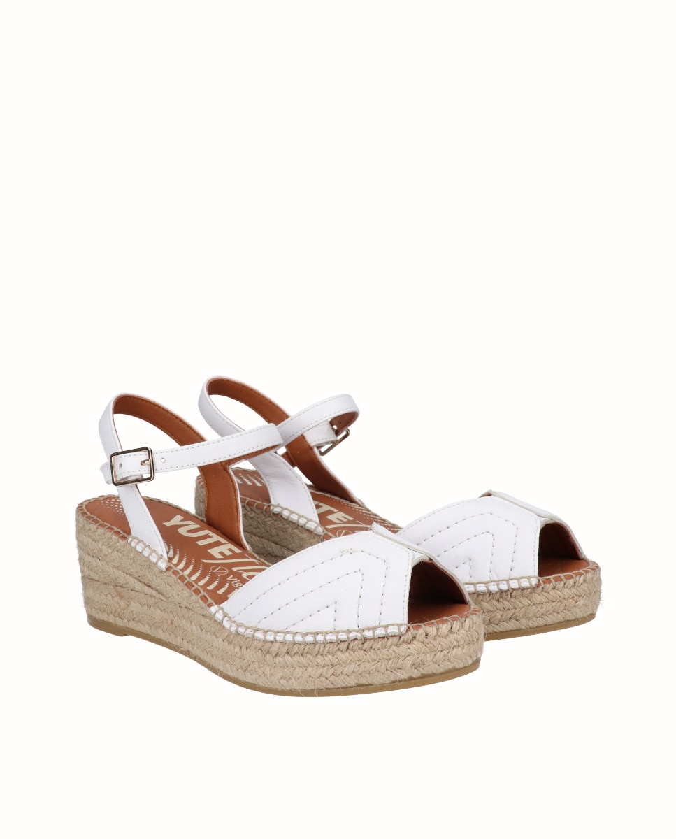 Sandálias de Cunha Yuteflex de Pele com Pulseira Branco-2