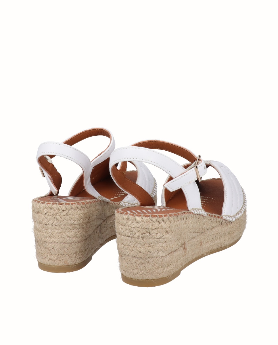 Sandálias de Cunha Yuteflex de Pele com Pulseira Branco-3