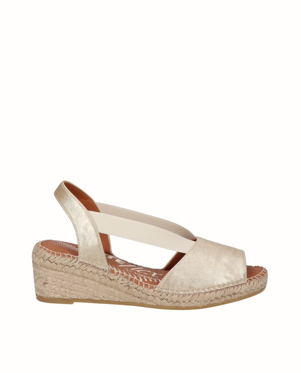 Sandálias de Cunha Média Yuteflex com Elásticos Ouro-1