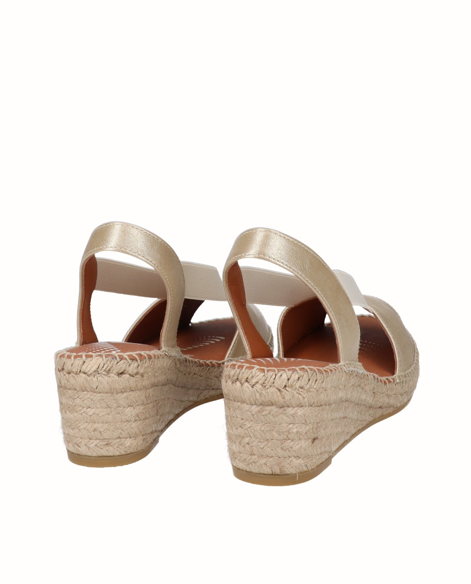 Sandálias de Cunha Média Yuteflex com Elásticos Ouro-3