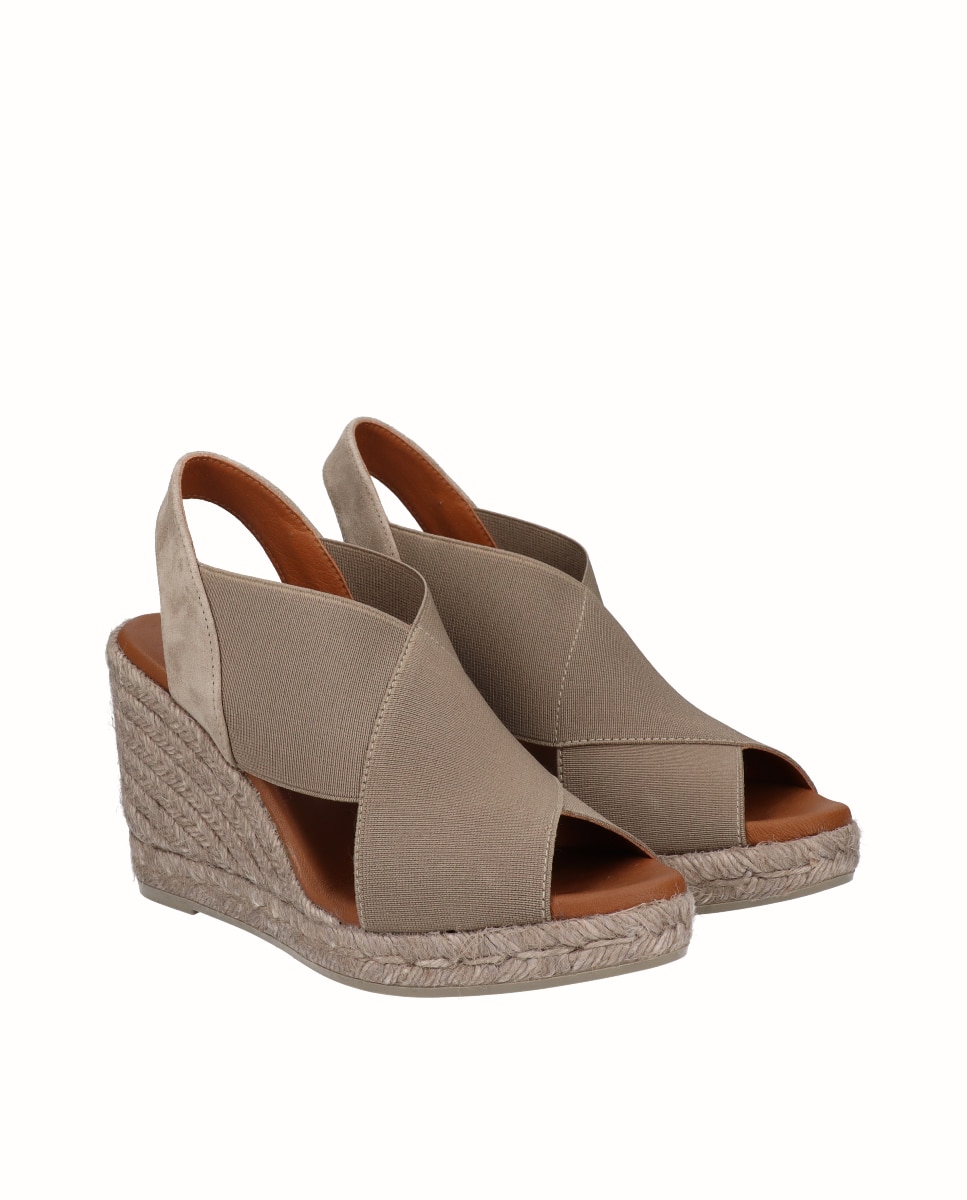 Sandálias de Cunha Tintada com Elásticos Taupe-2