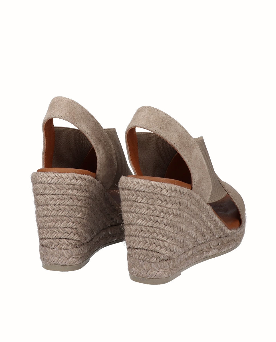 Sandálias de Cunha Tintada com Elásticos Taupe-3
