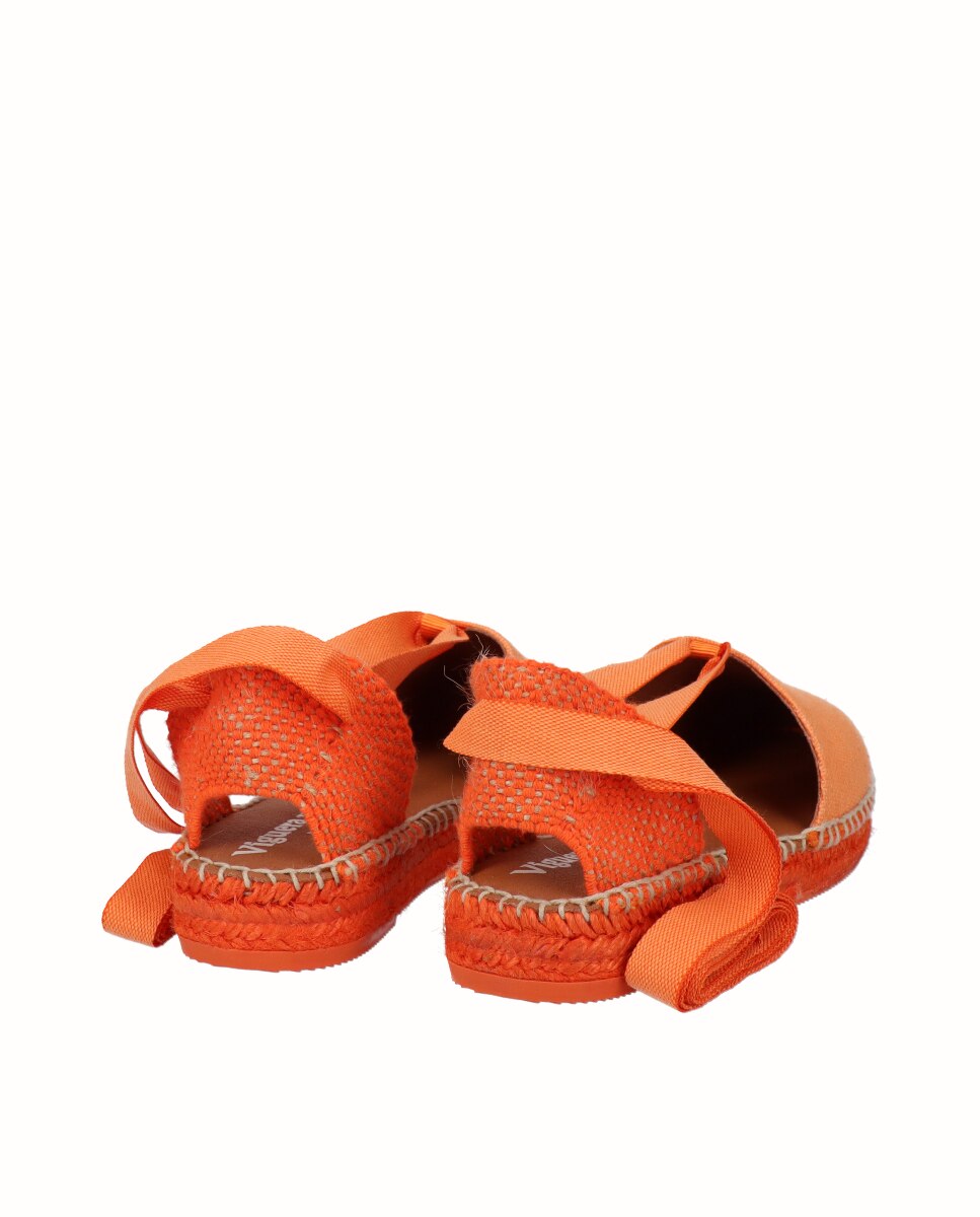 Alpercatas de Linho com Piso de Juta e Tiras Laranja-3