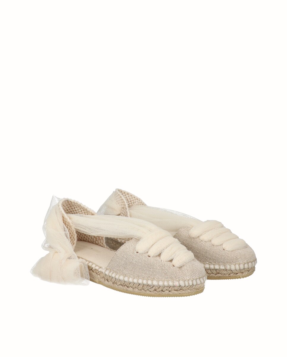 Alpercatas Estilo Goyescas com Tiras de Tule Viguera Natural-2