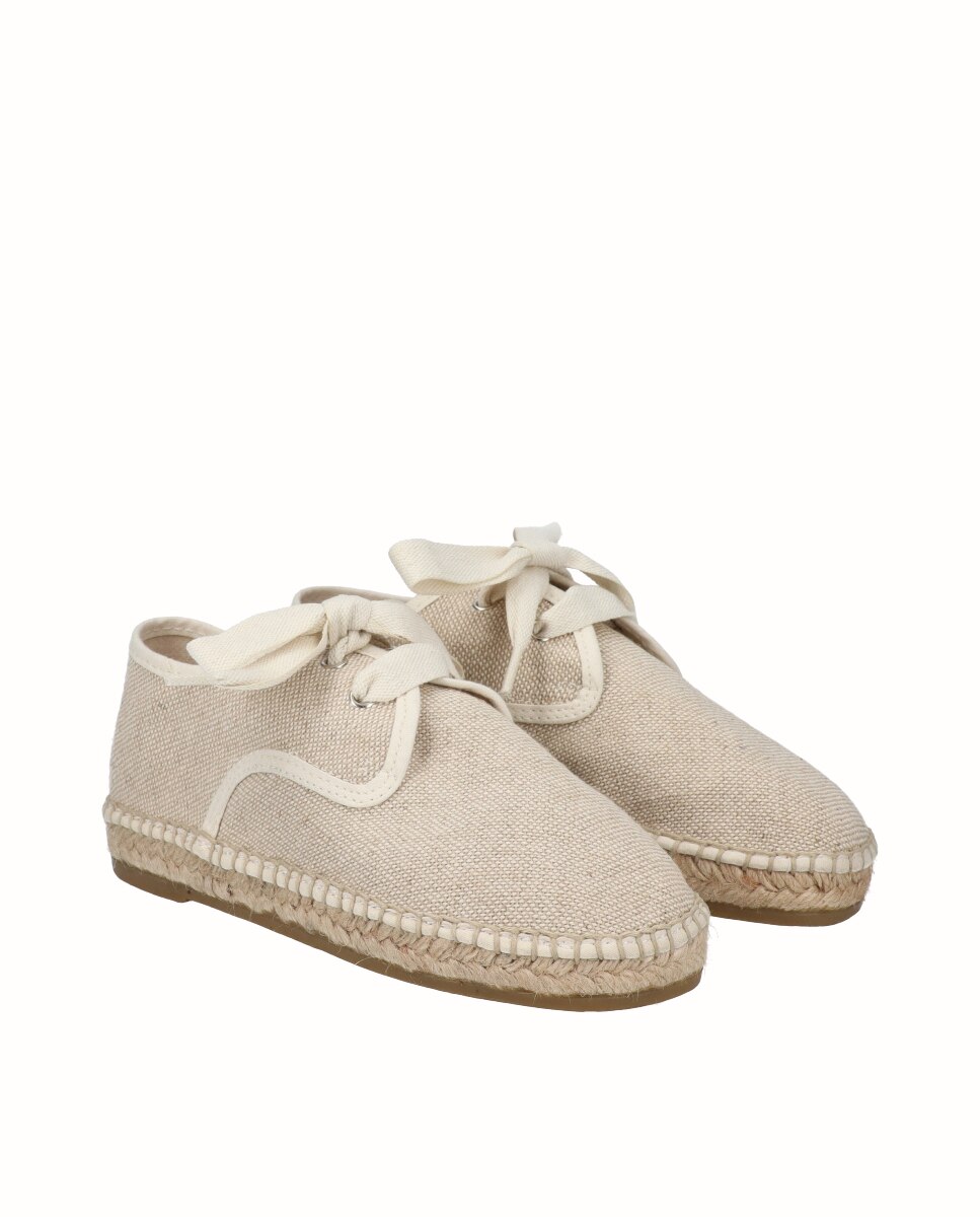Alpercatas Infantil de Linho com Cordões Viguera Natural-2