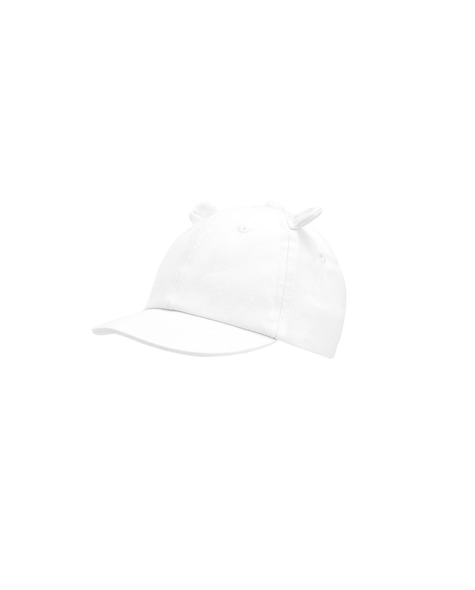Boné de Bebé Liso de Algodão Branco-1